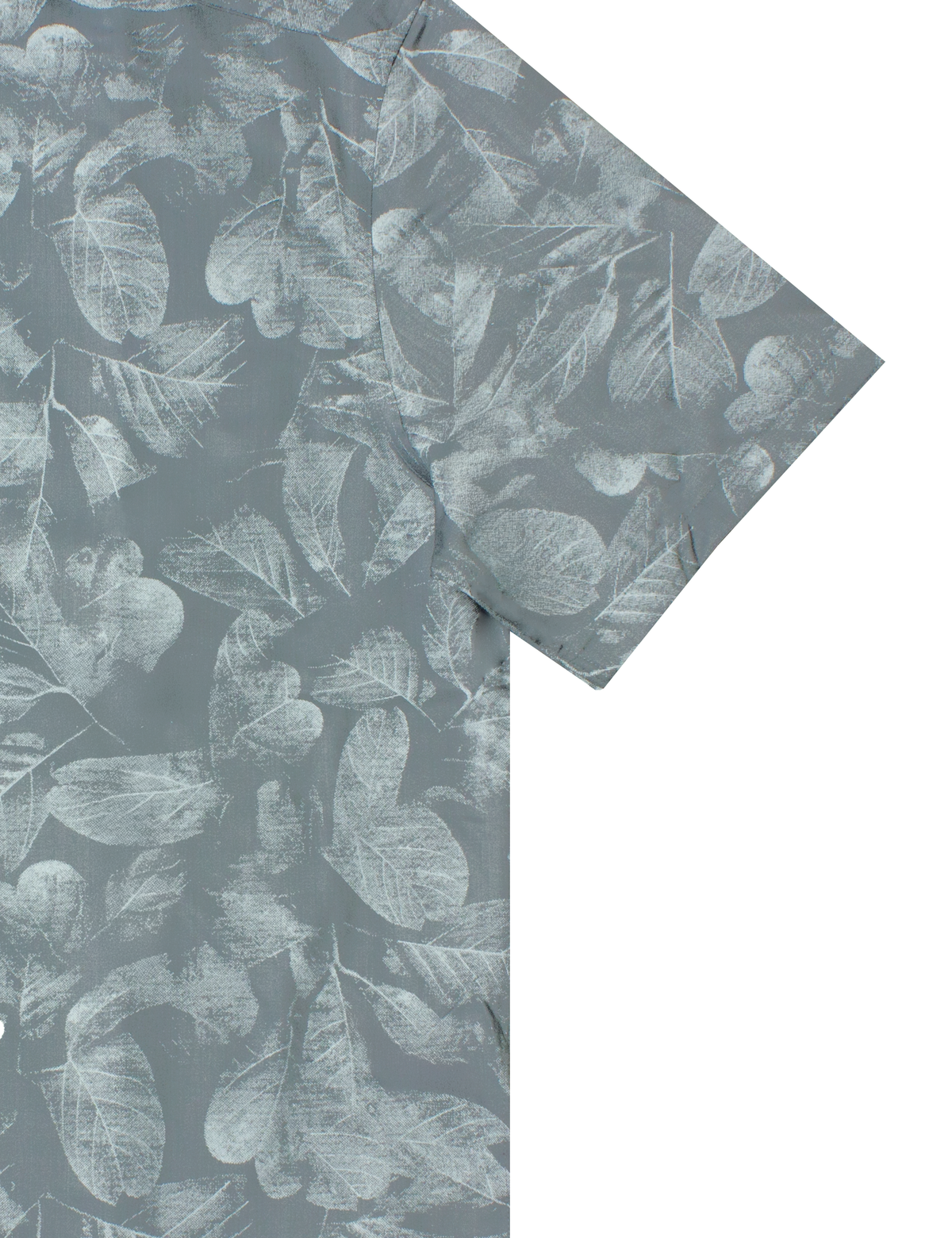White Leaf Print Eco-ol Bamboo Relaxed Fit Shirt in Light Grey #Color_Light Grey