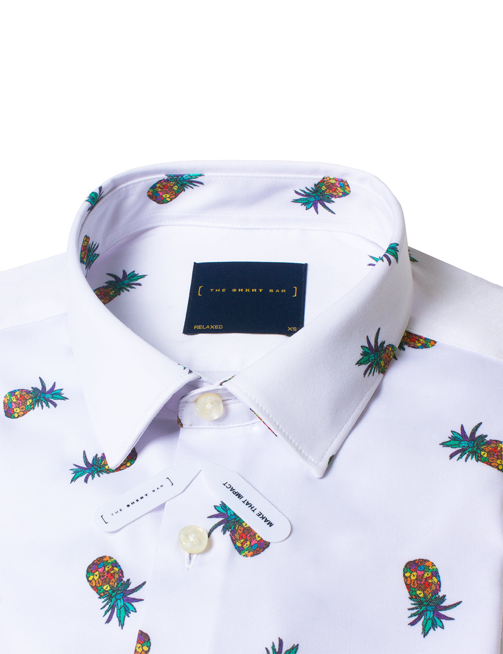 Colourful Pineapple Print Eco-ol Bamboo Short Sleeve Relaxed Fit Shirt