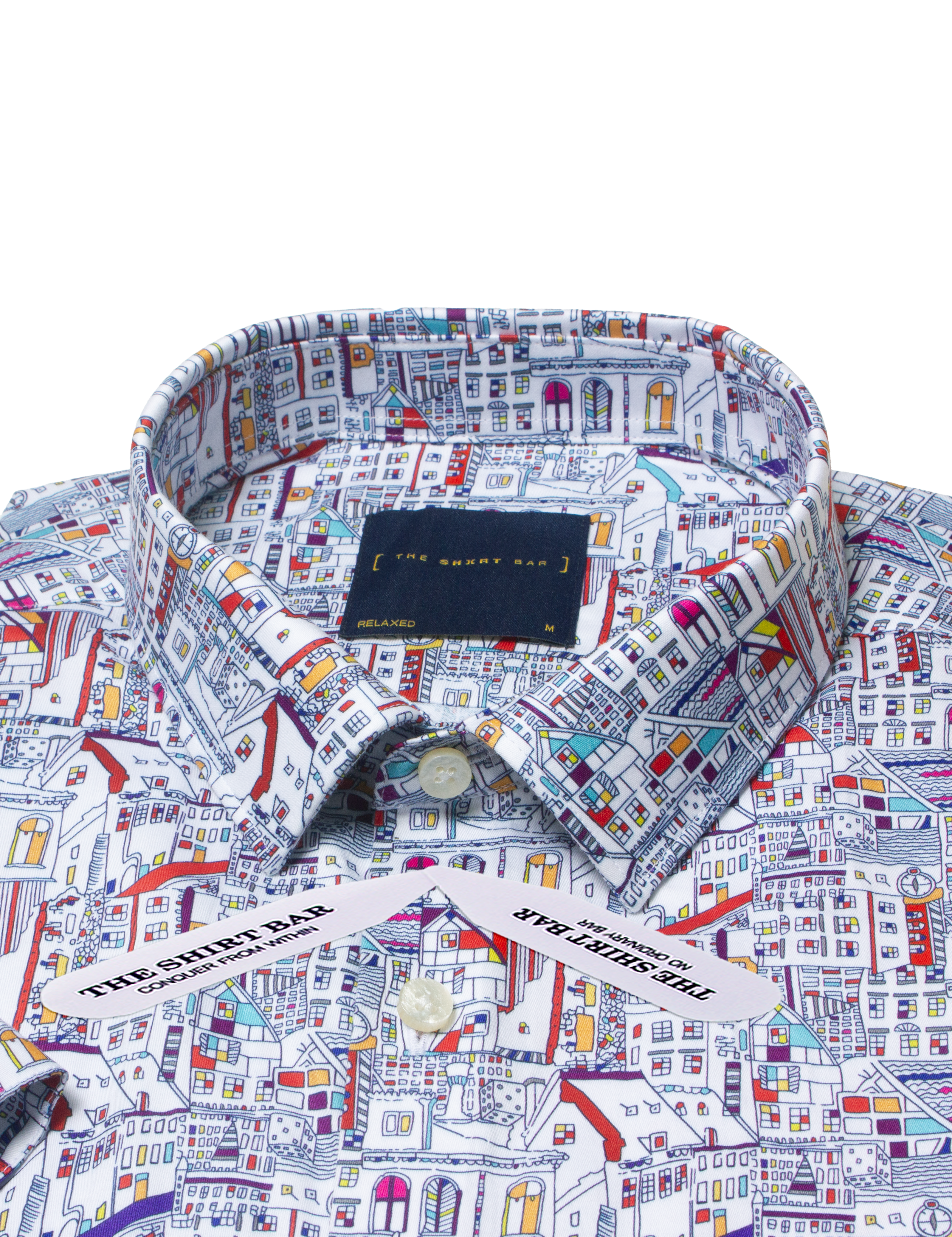 Urban City Print Silky Finish Relaxed Fit Short Sleeve Shirt