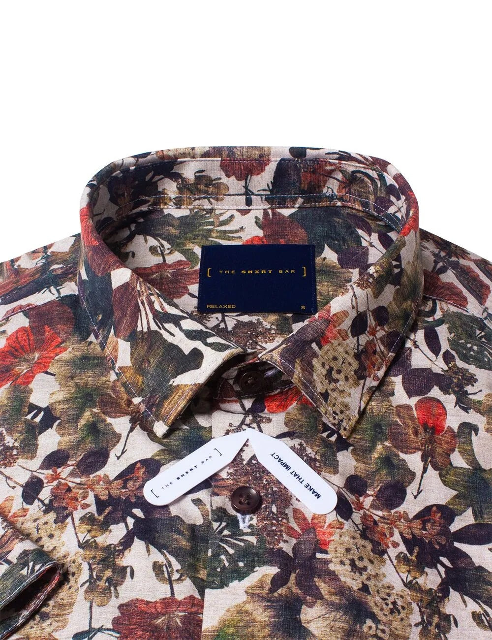 Brown Floral Print Italian Fabric Silky Finish Short Sleeve Relaxed Fit Shirt