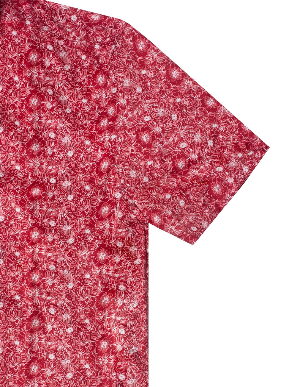 Red Flower Digital Print With Silky Finish Relaxed Fit Short Sleeve Shirt