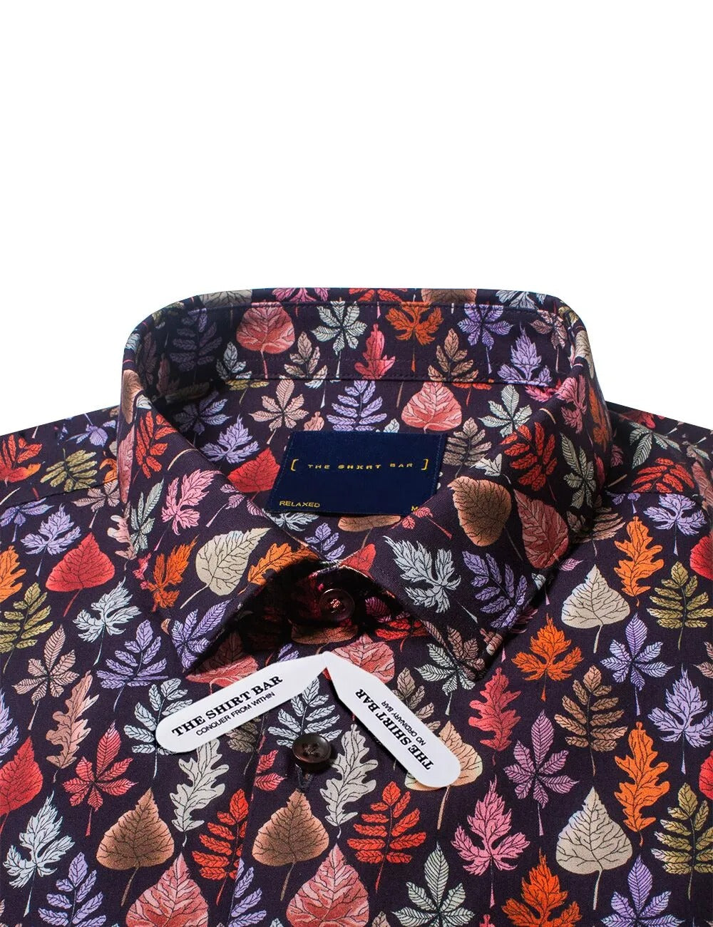 Leaf Print Italian Fabric Silky Finish Relaxed Fit Short Sleeve Shirt