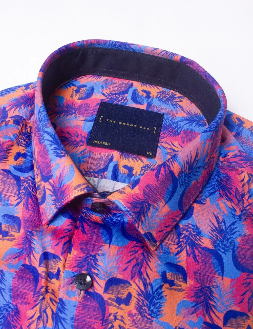Pink Pineapple Print Silky Finish Short Sleeve Relaxed Fit Shirt