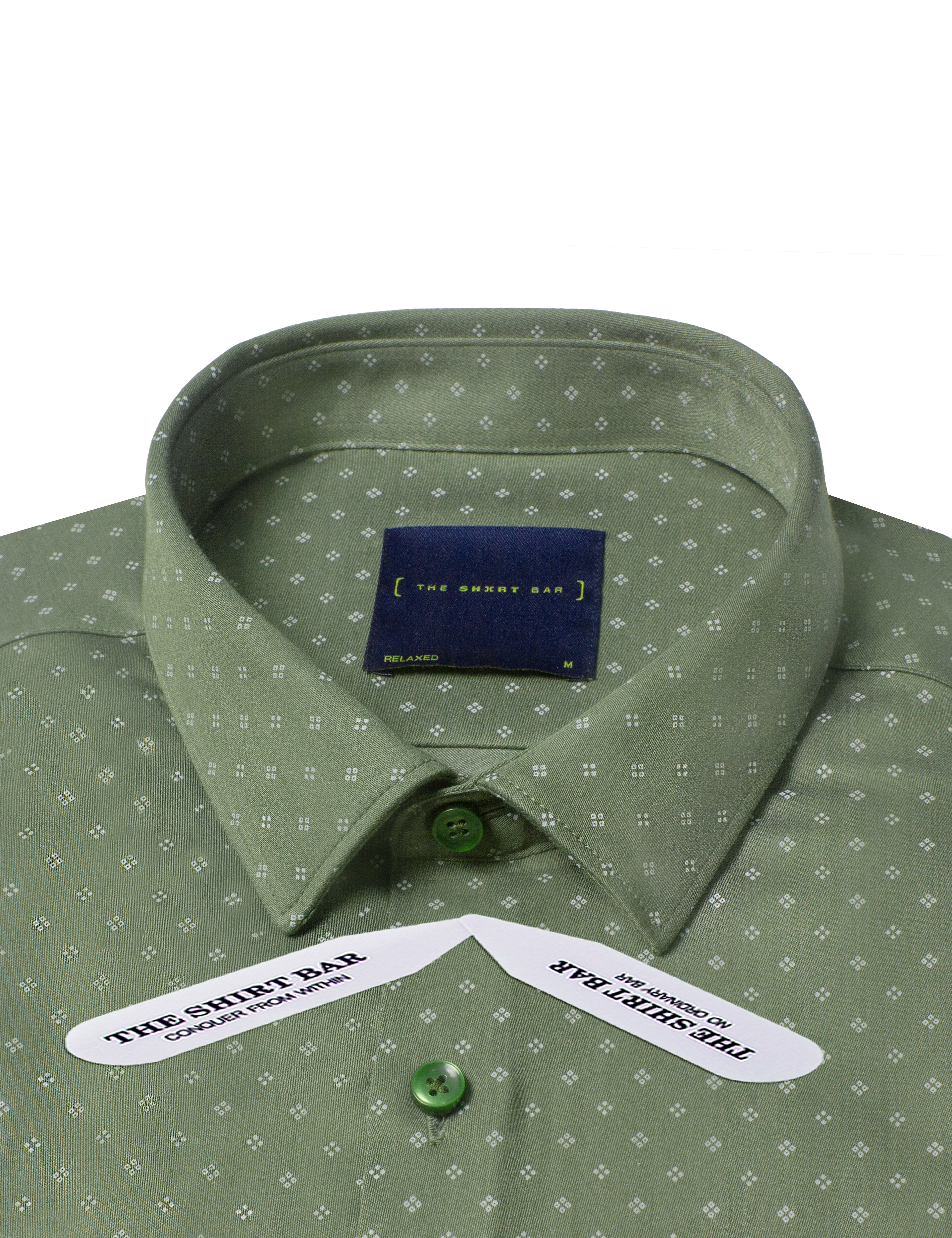 White Small Dots Grid Print Eco-ol Bamboo Relaxed Fit Short Sleeve Shirt