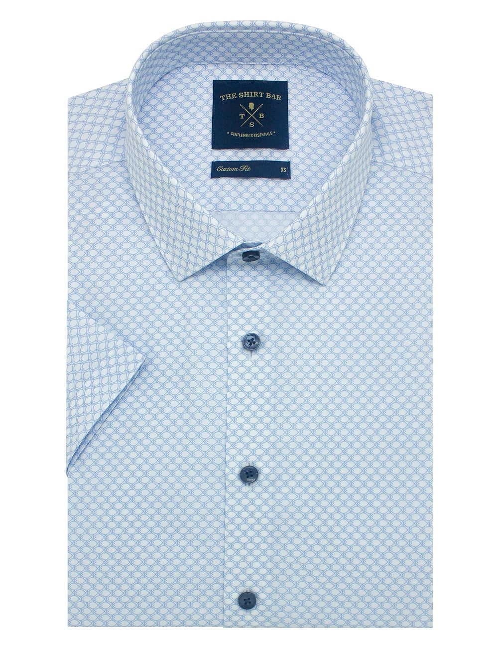 Blue Fish Print Custom Fit Short Sleeve Shirt