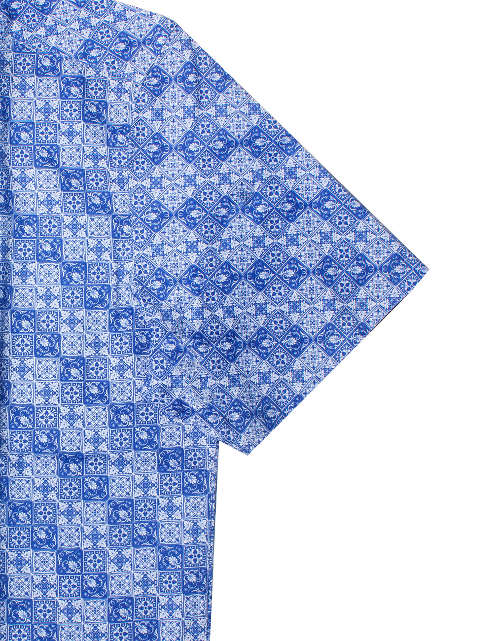 Blue Peranakan Print Silky Finish Relaxed Fit Short Sleeve Shirt — The Shirt Bar