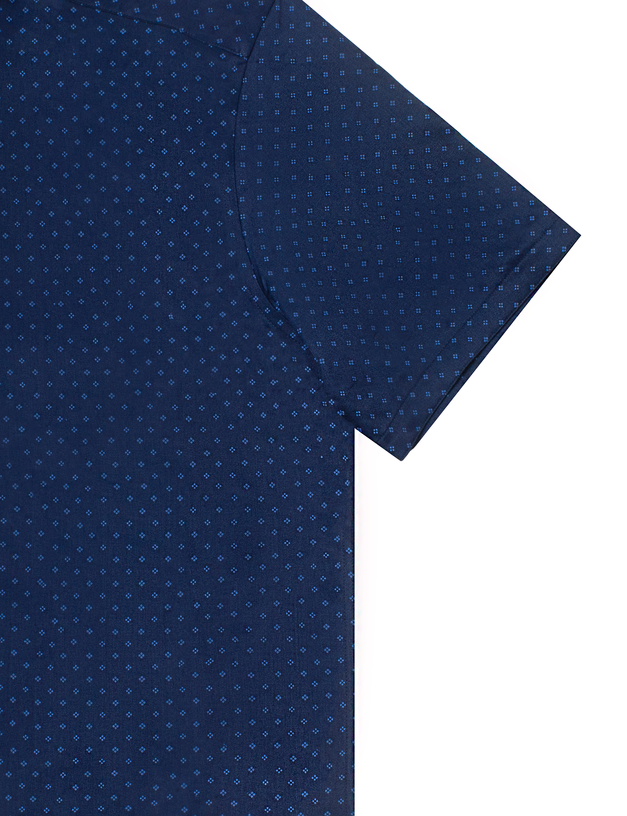 Blue Small Dots Grid Print Navy Blue Eco-ol Bamboo Short Sleeve Relaxed Fit Shirt