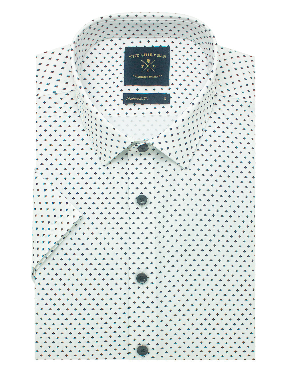 White with Black Arrow Print Eco-ol Bamboo Relaxed Fit Short Sleeve Shirt