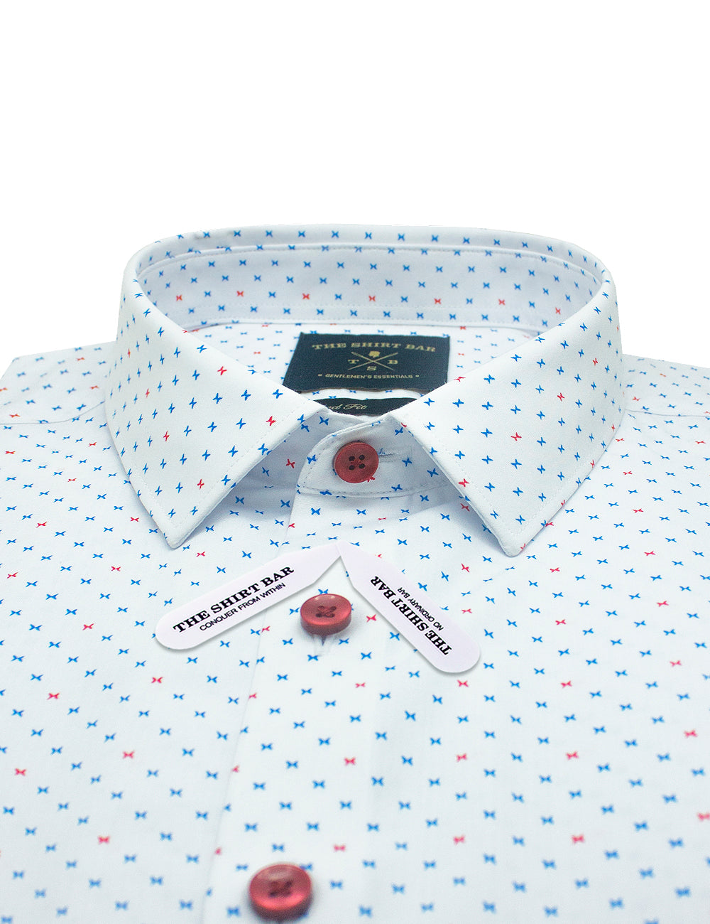 White with Red and Blue Print Eco-ol Bamboo Relaxed Fit Short Sleeve Shirt
