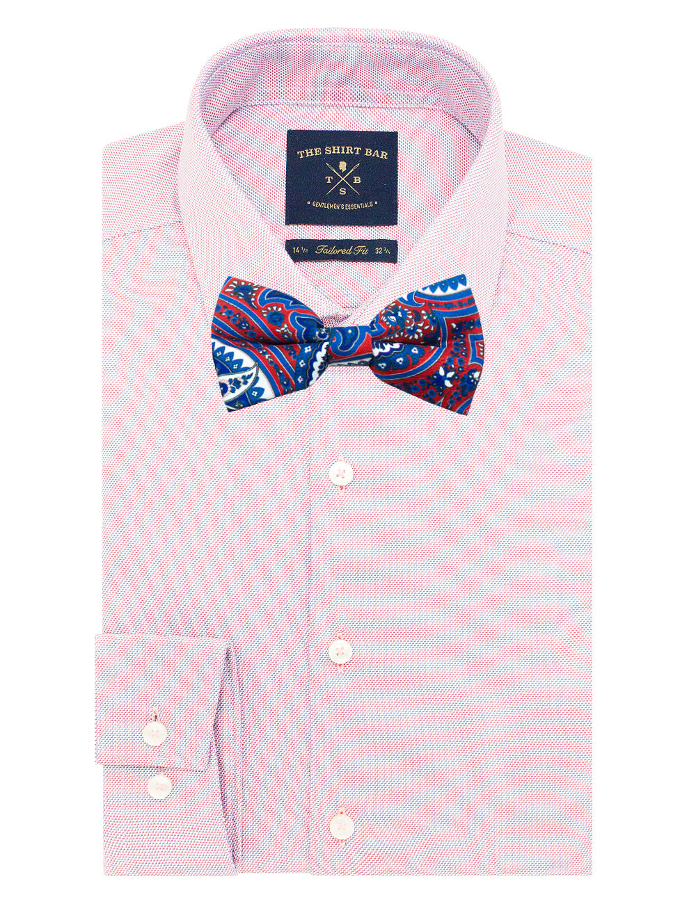 Red with Blue Paisley Print Woven Bowtie