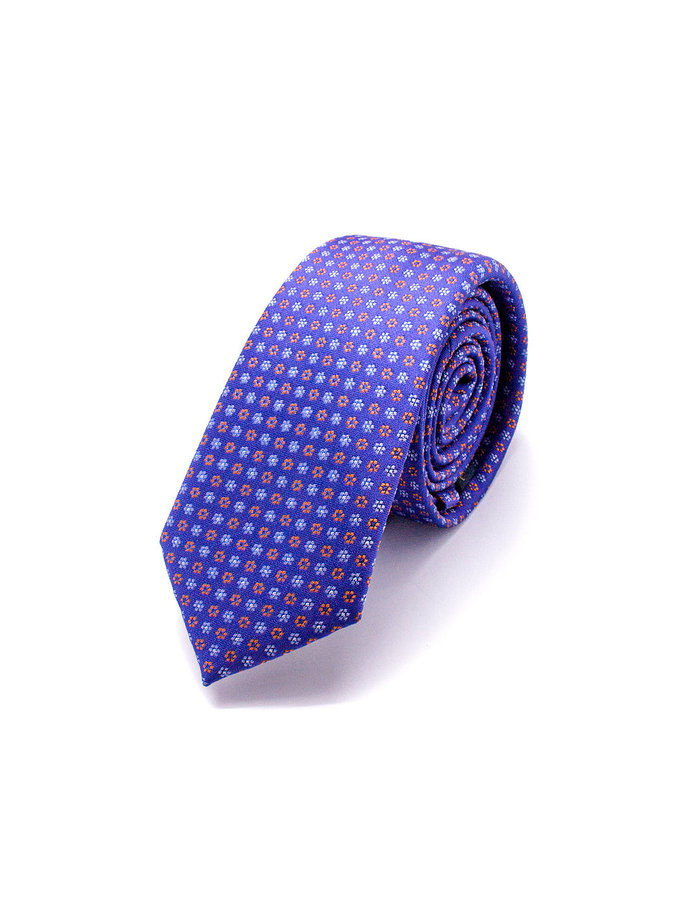 Royal Purple with Orange Floral Woven Necktie