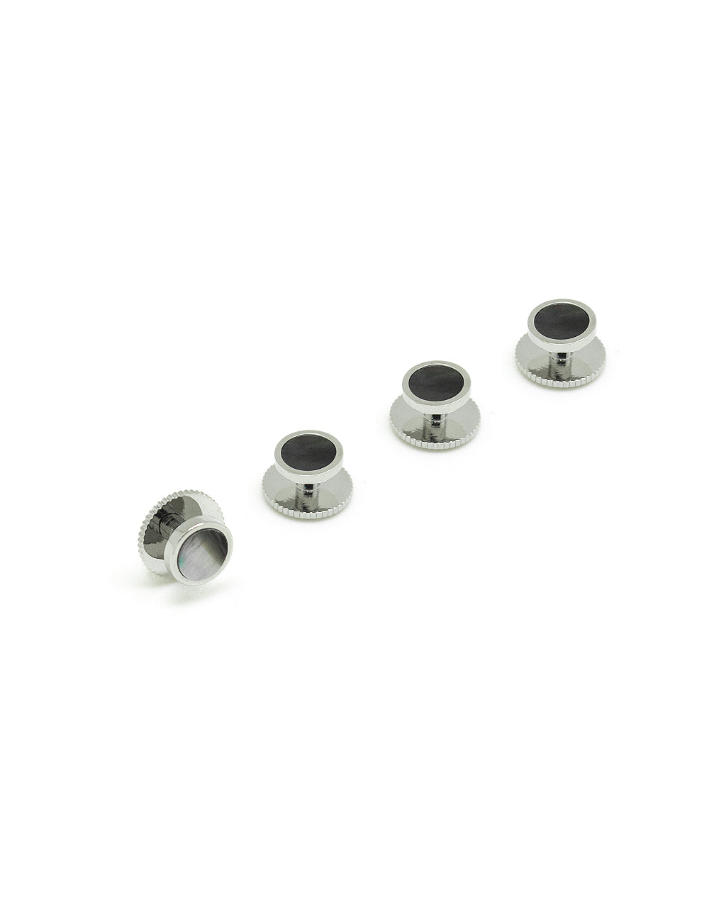 Grey Pearl in Silver Tuxedo Studs Set