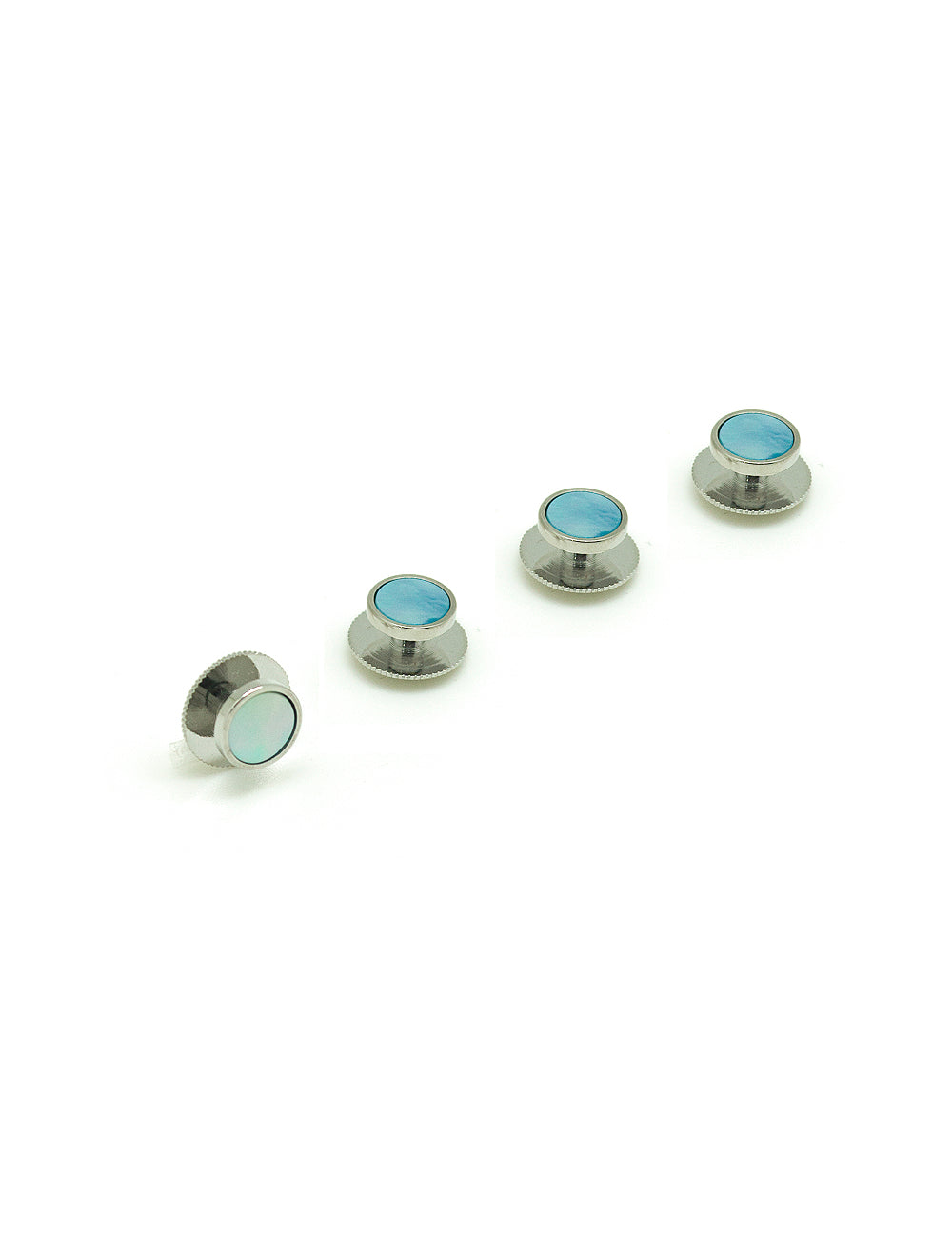 Blue Pearl in Silver Tuxedo Studs Set
