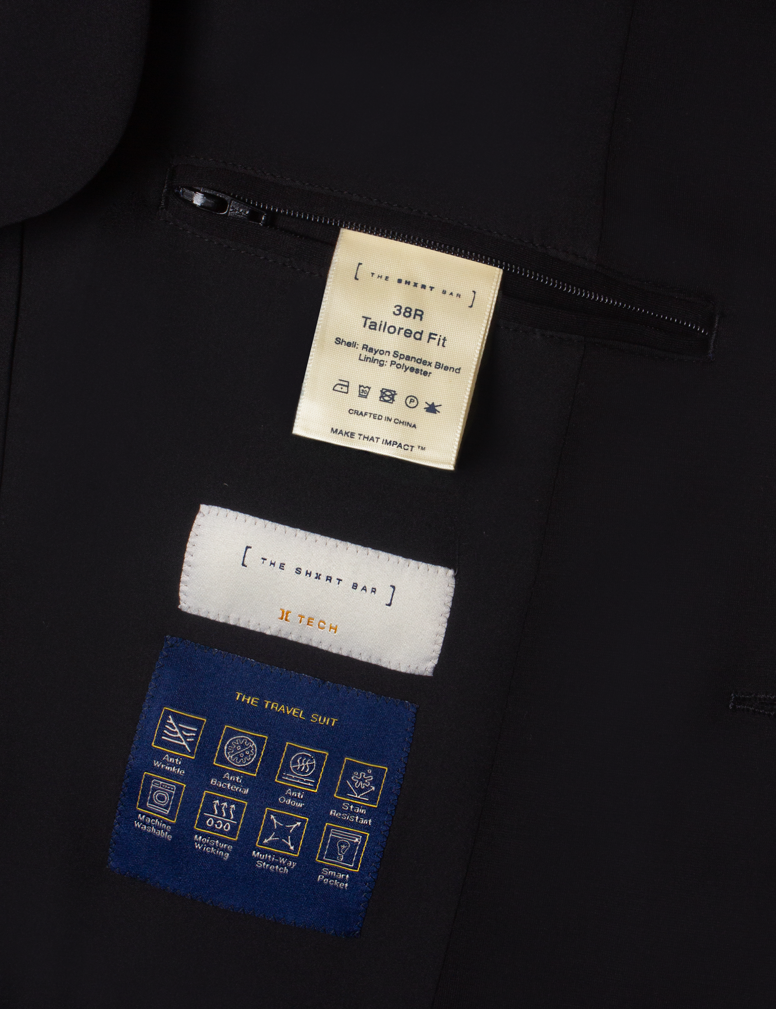 Solid Black Wrinkle-Free Travel Blazer