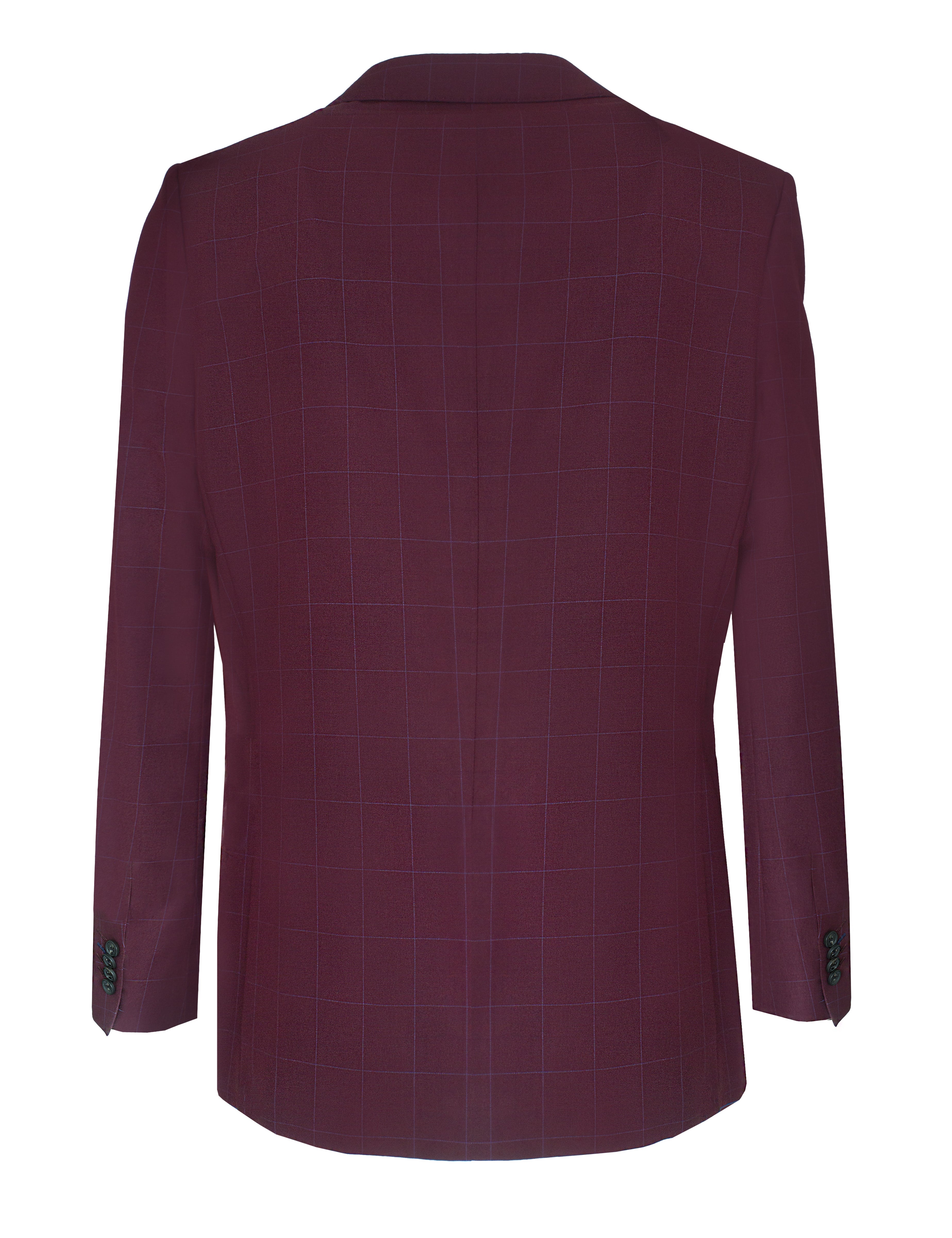 Burgundy Checks Tailored Fit Single Breasted Blazer