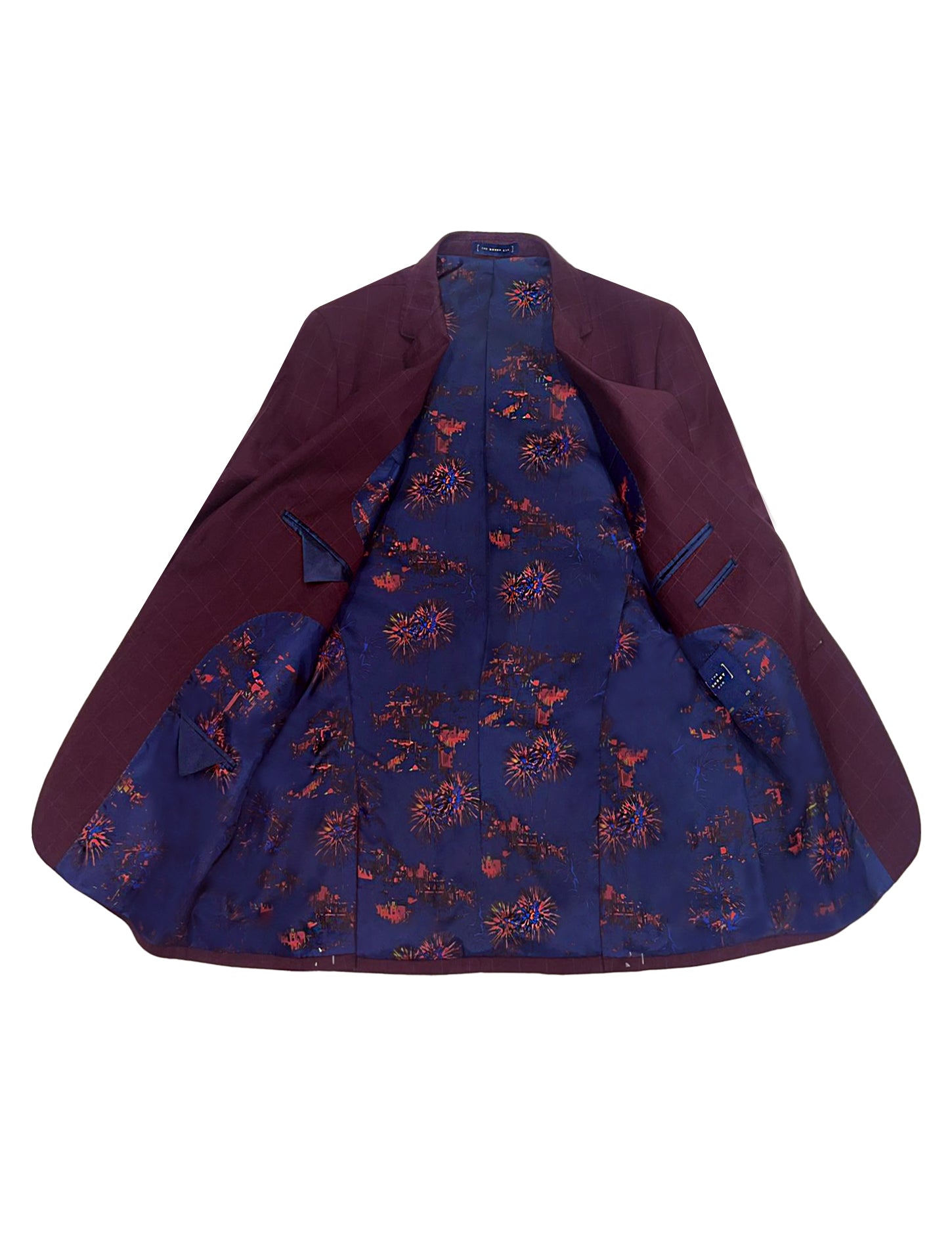 Burgundy Checks Tailored Fit Single Breasted Blazer