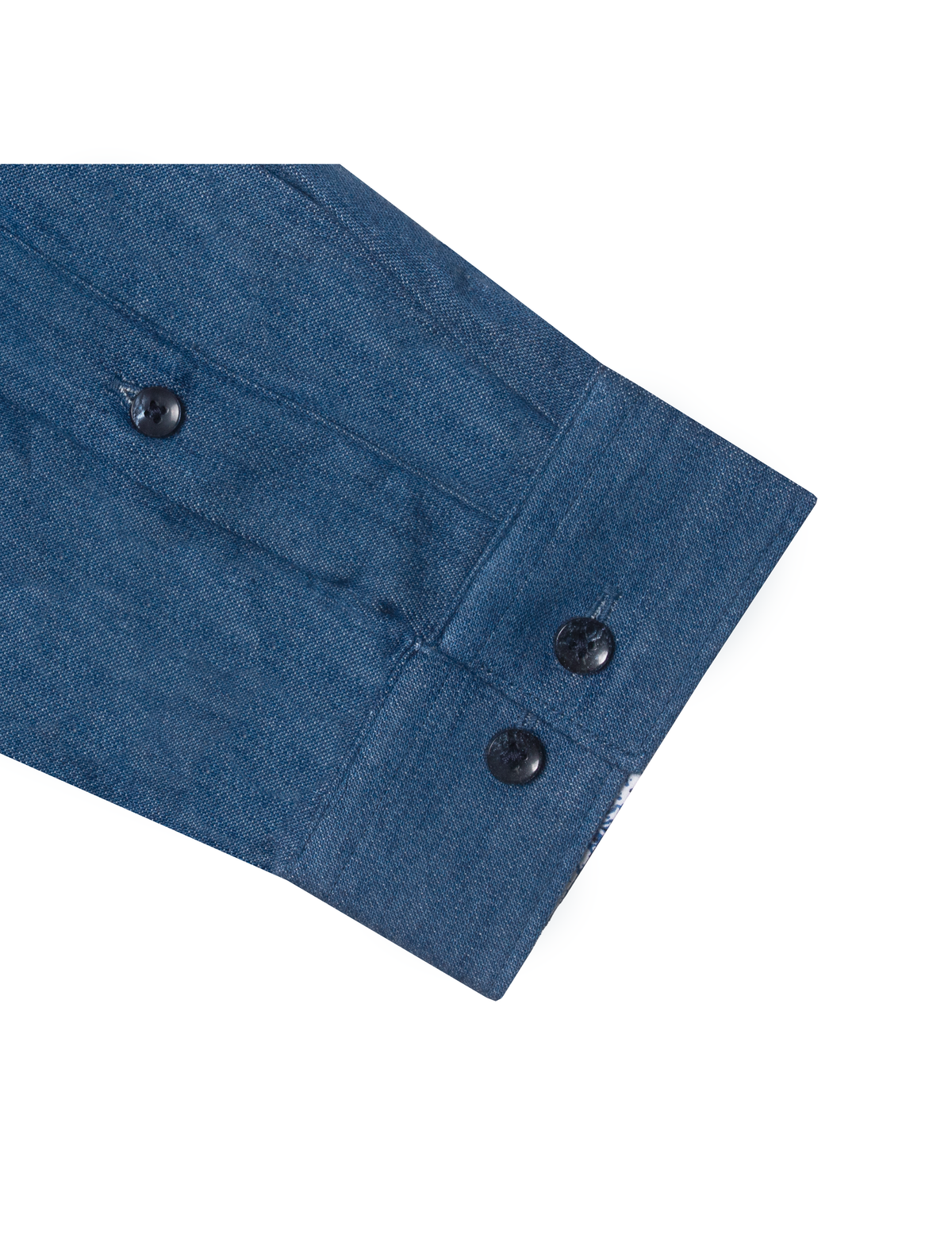Denim Mandarin Collar Slim Fit Shirt in Blue #Color_Blue