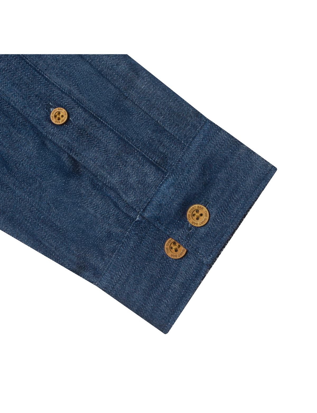 Denim Mandarin Collar Slim Fit Shirt in Navy Blue #Color_Navy Blue