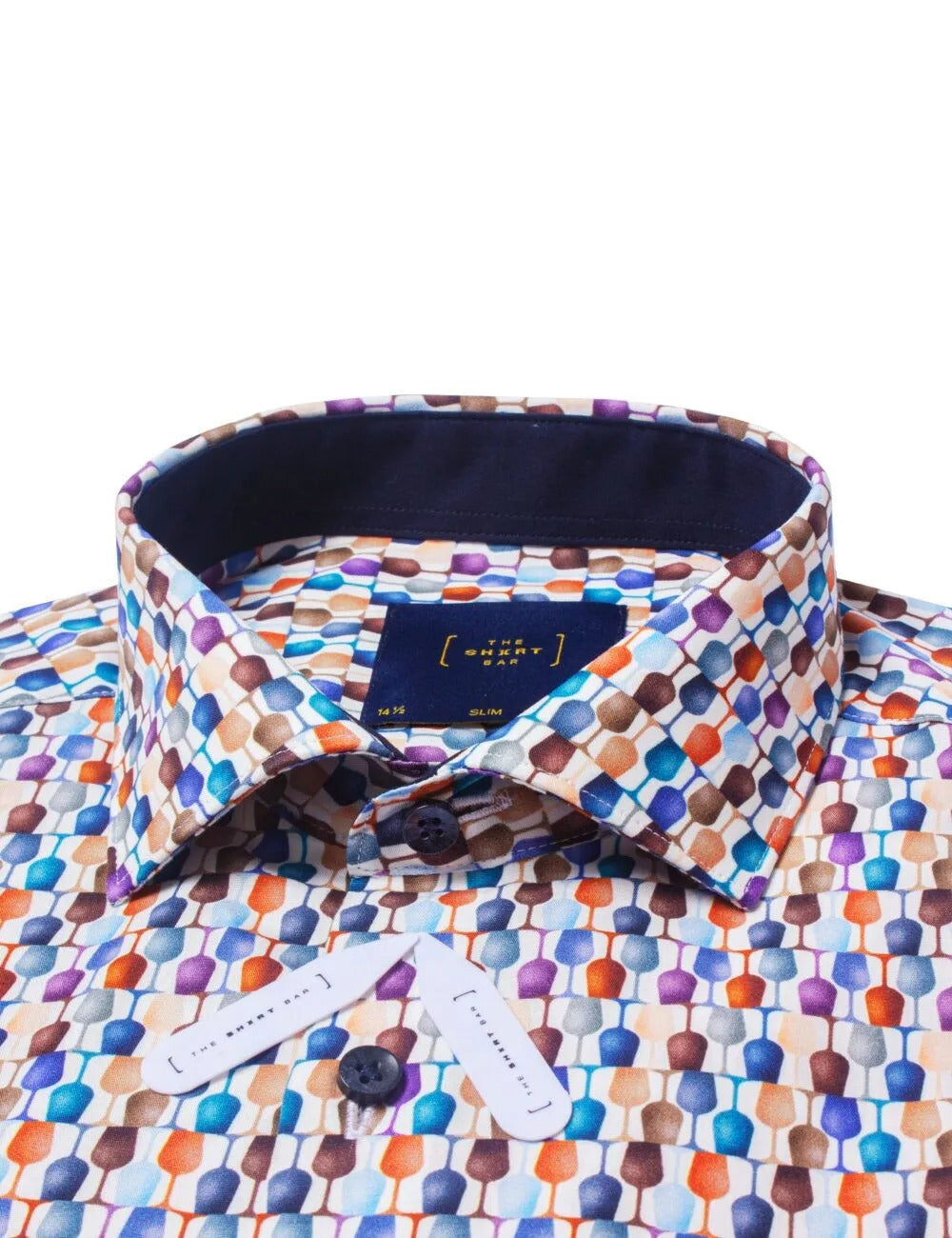 Blue Wine Glass Print Italian Fabric Slim Fit Silky Finish Shirt