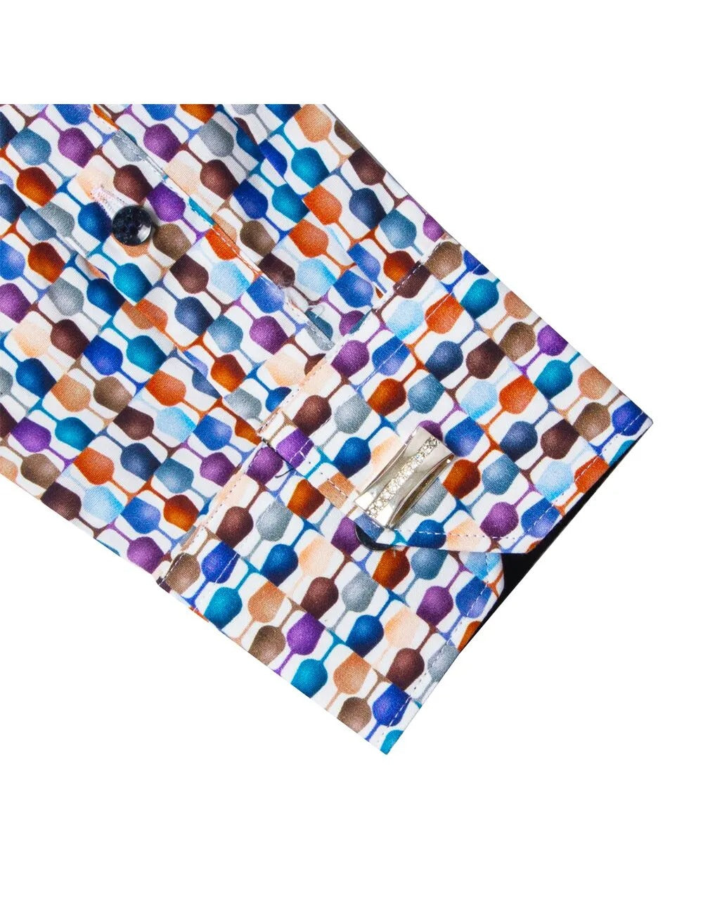 Blue Wine Glass Print Italian Fabric Slim Fit Silky Finish Shirt