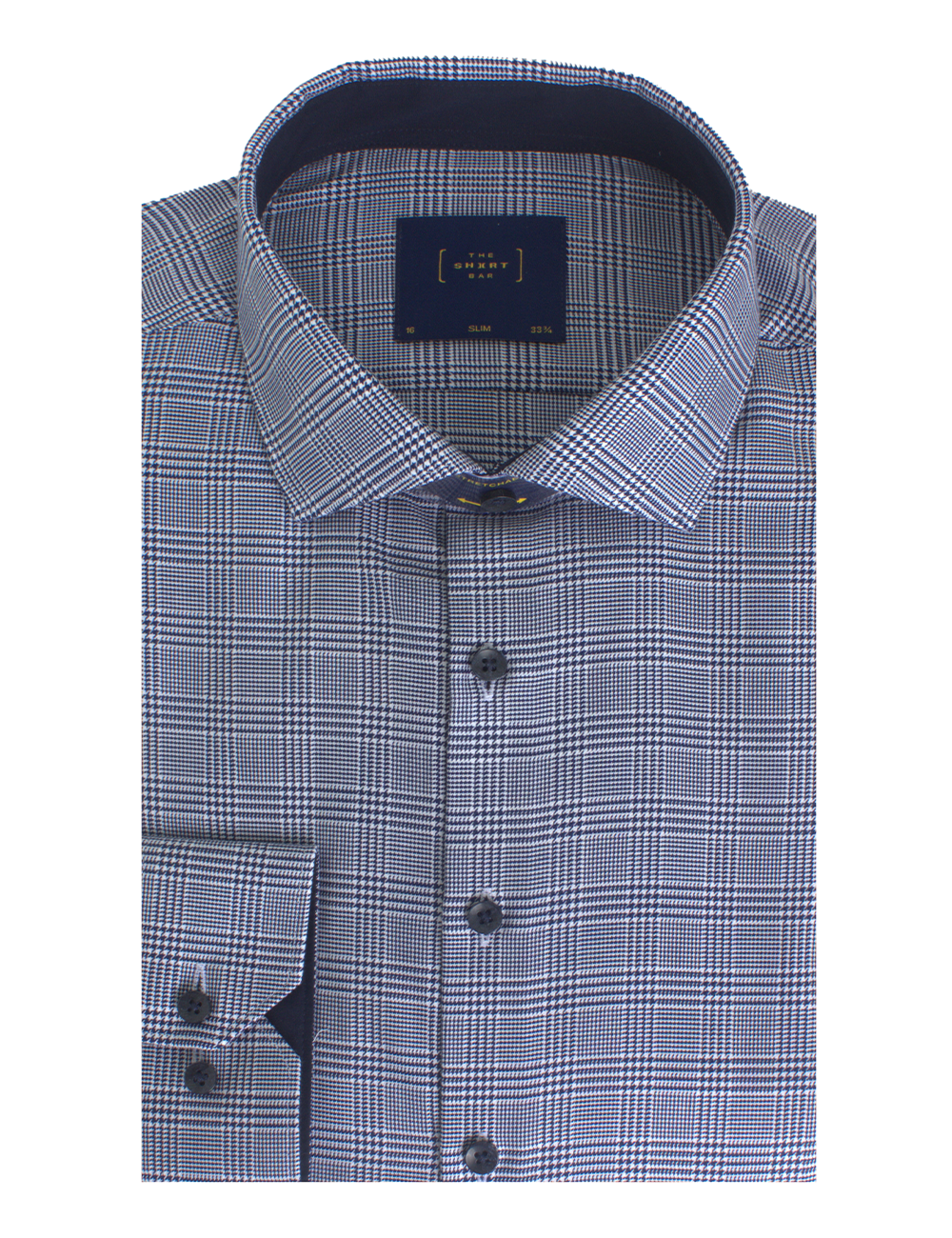 Navy Blue 100% Premium Cotton Checks Double-Ply Slim Fit Long Sleeve Shirt