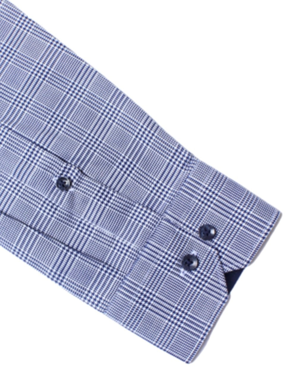 Navy Blue Checks Double-Ply Slim Fit Long Sleeve Shirt