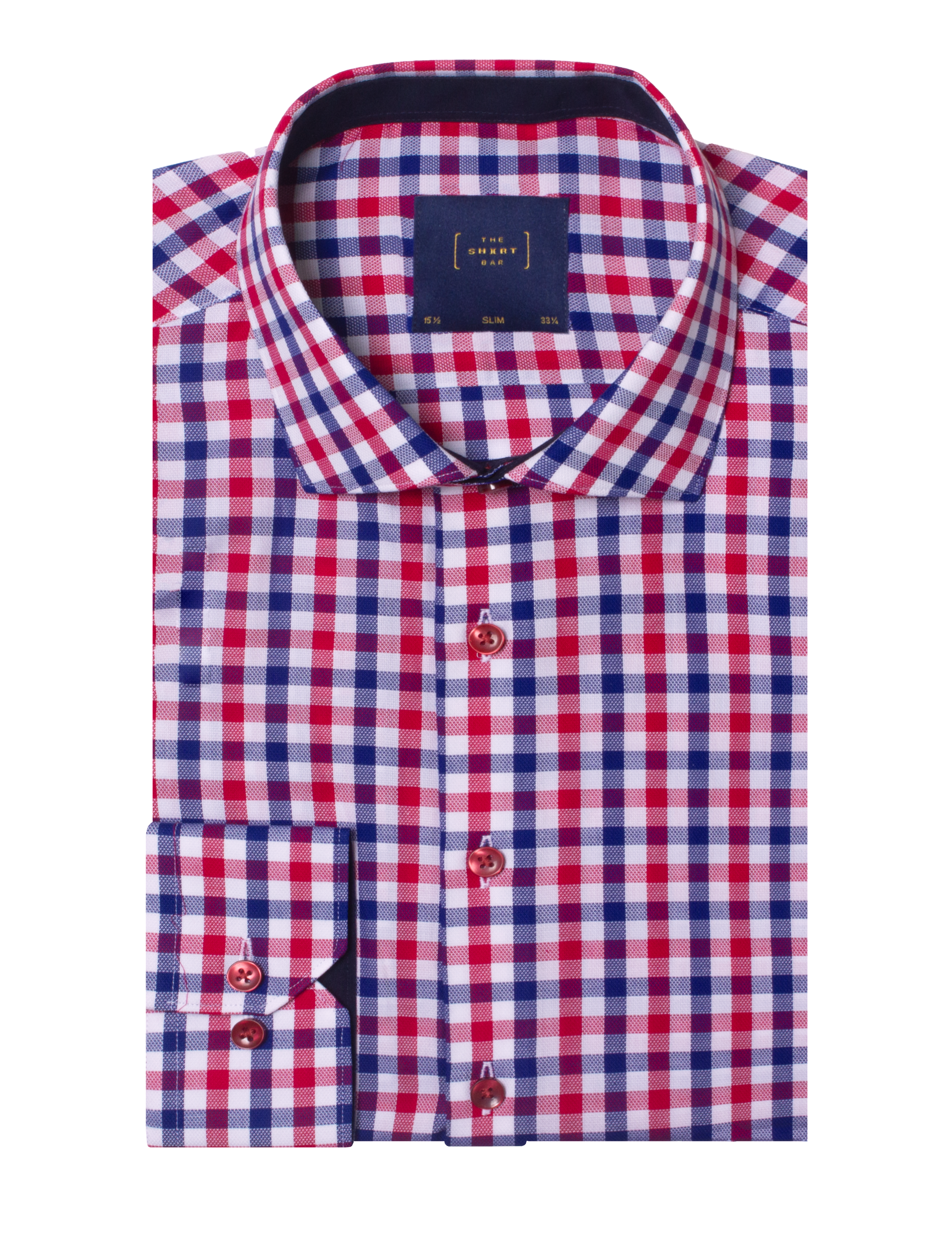 Red and Navy Blue Checks Slim Fit Shirt — The Shirt Bar