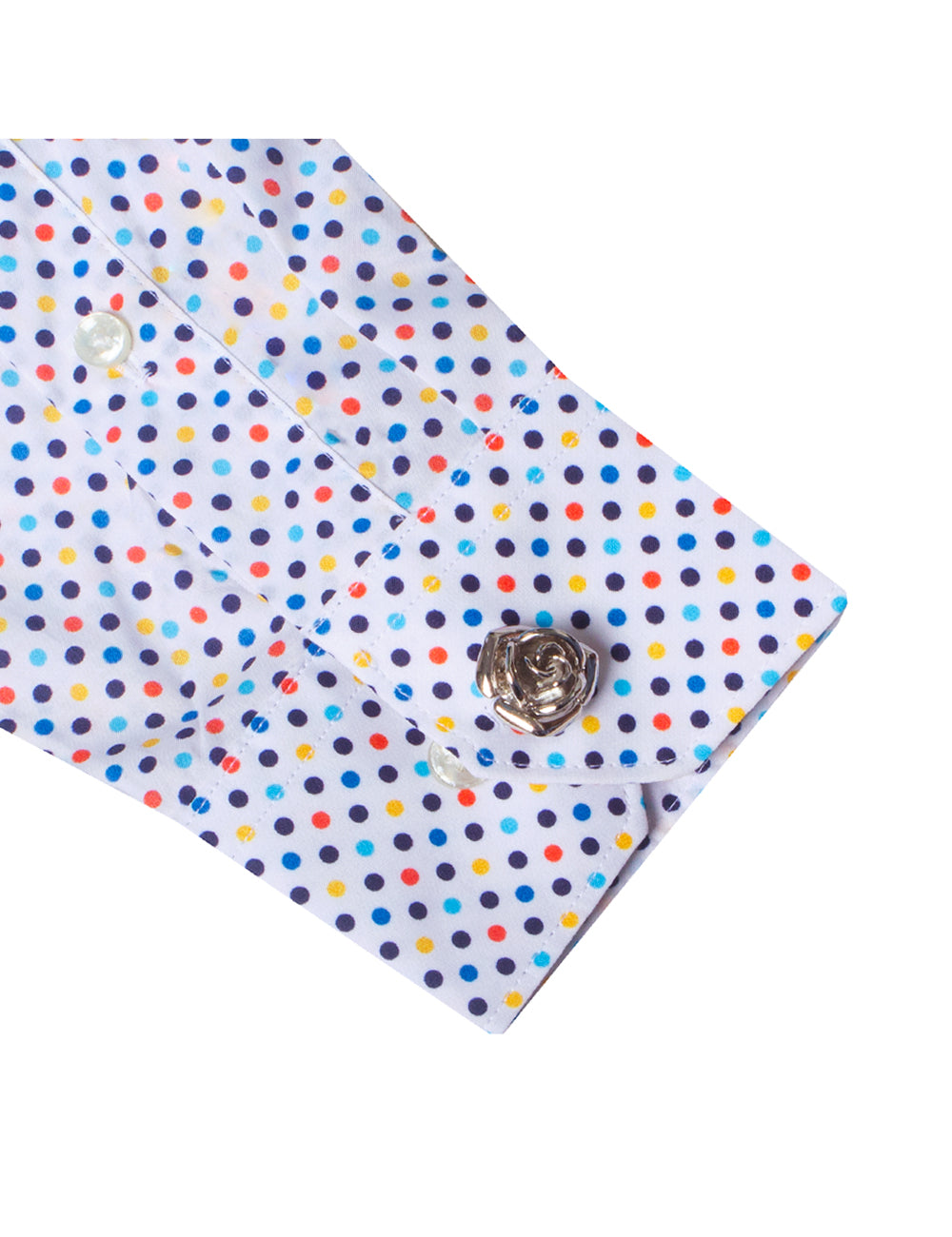 White Polka Dots Print Slim Fit Silky Finish Shirt