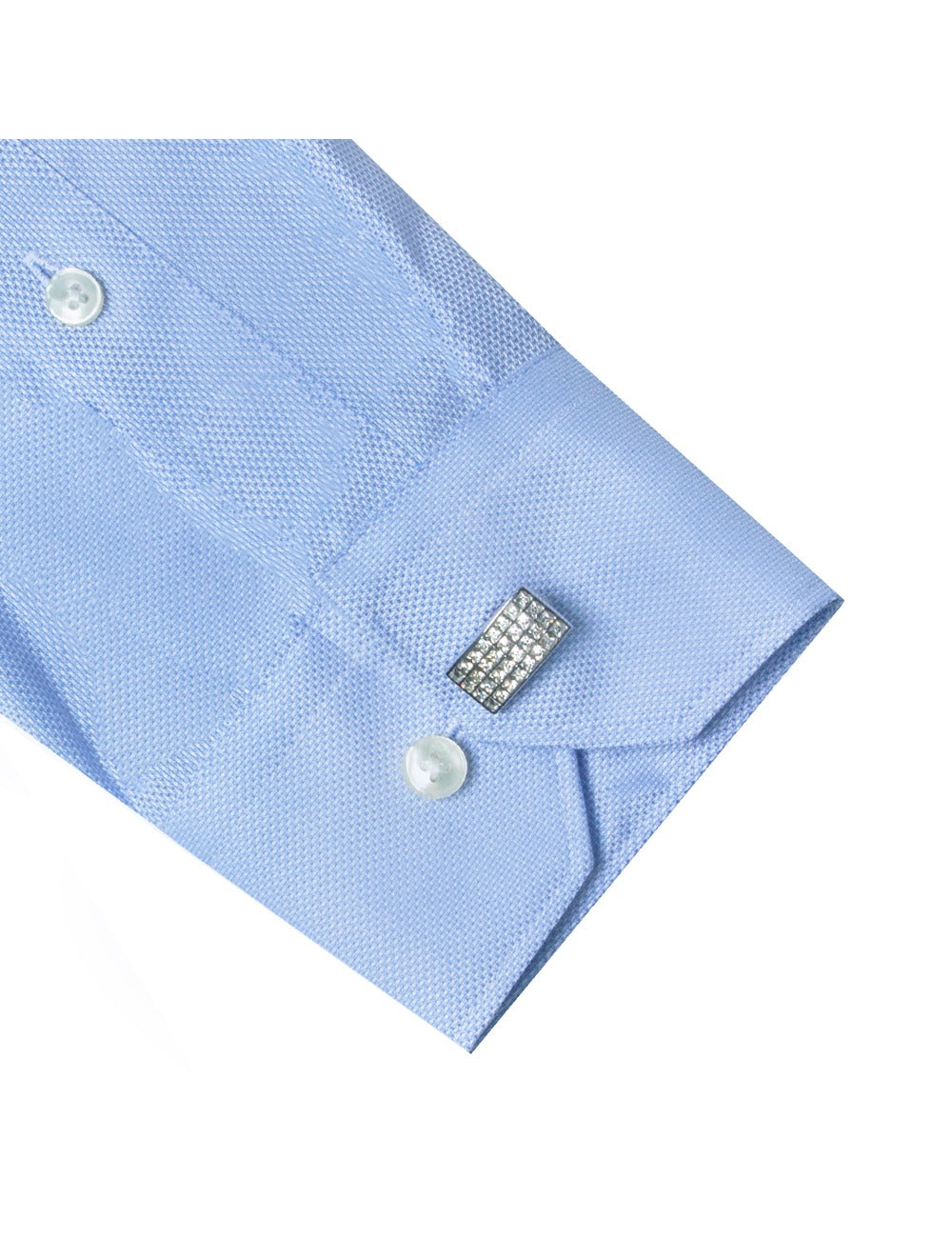 Solid Blue Dobby Wrinkle Free 2-Ply Slim Fit Shirt