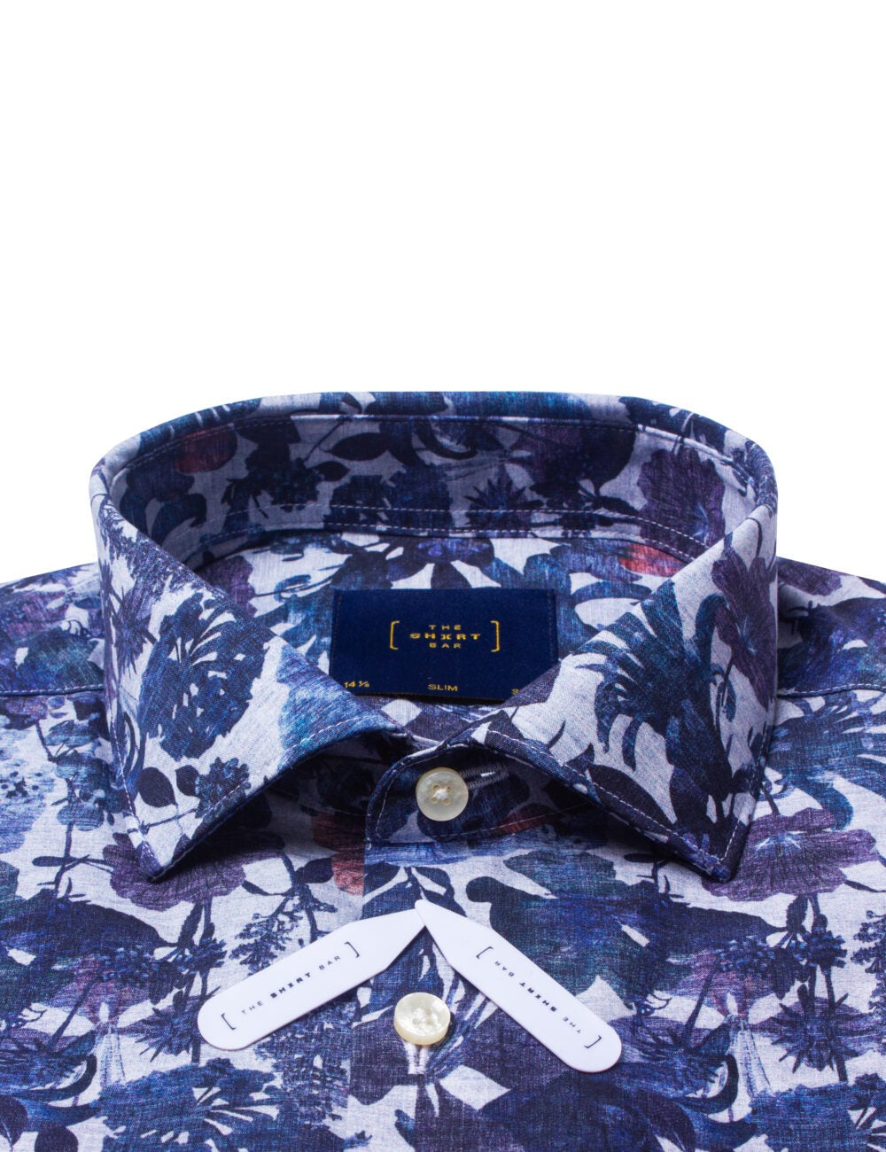 Blue Floral Print Italian Fabric Silky Finish Slim Fit Shirt
