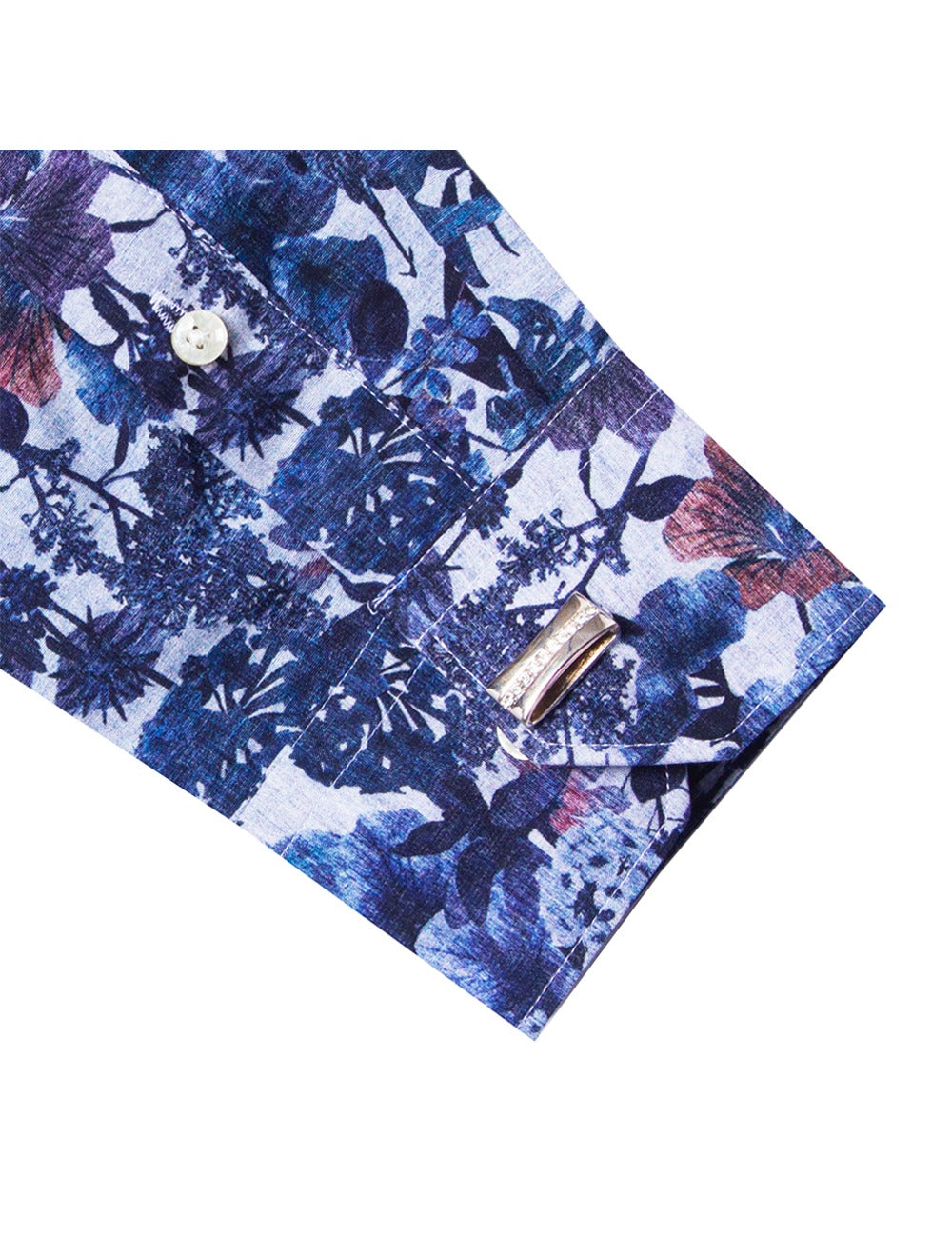 Blue Floral Print Italian Fabric Silky Finish Slim Fit Shirt