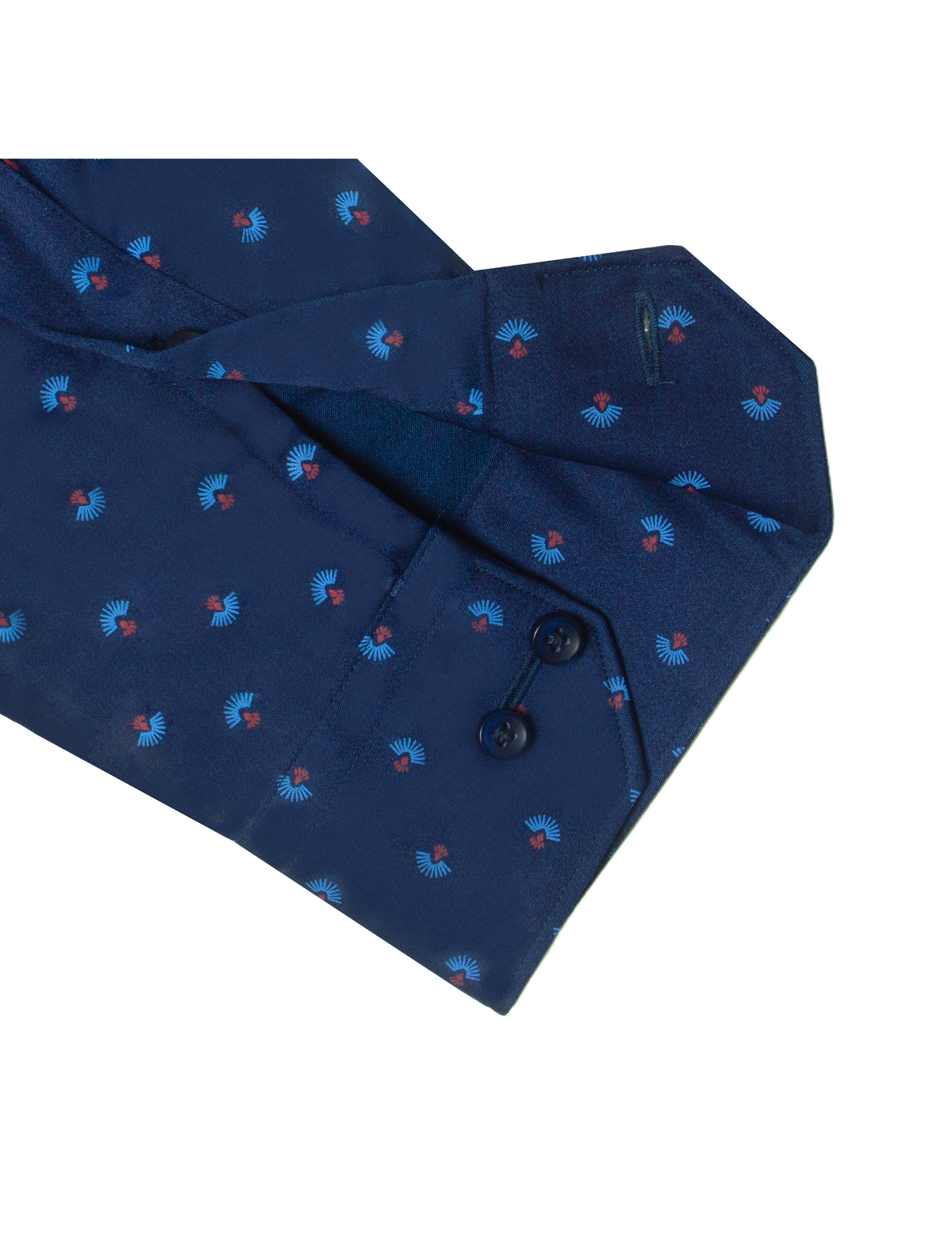 Blue Motif Print Eco-ol Bamboo Slim Fit Shirt