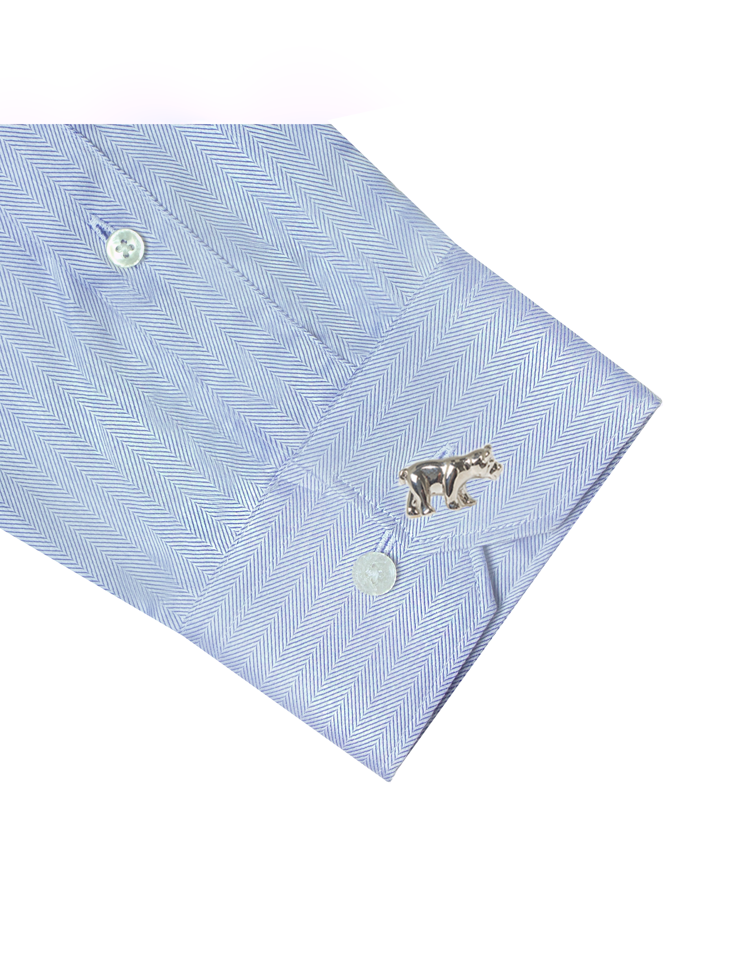 Blue Herringbone Pattern Wrinkle Free Slim Fit Shirt