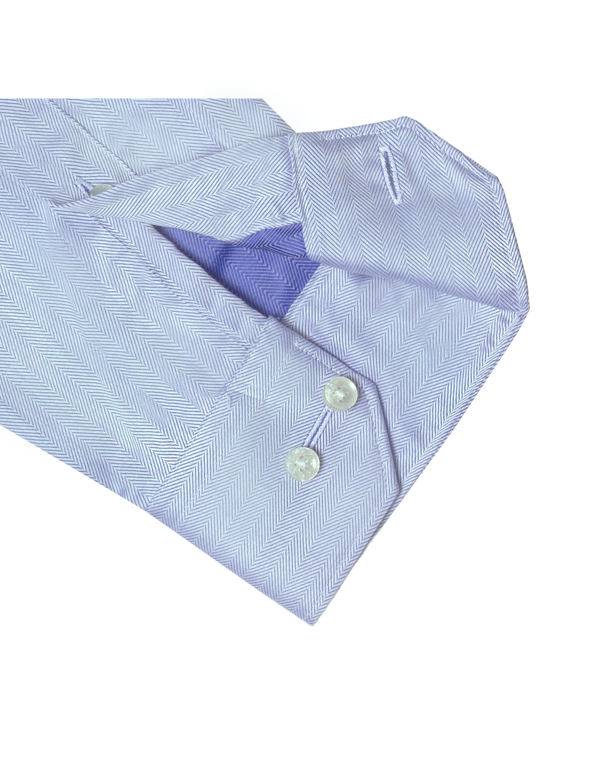 Blue Herringbone Pattern Wrinkle Free Slim Fit Shirt