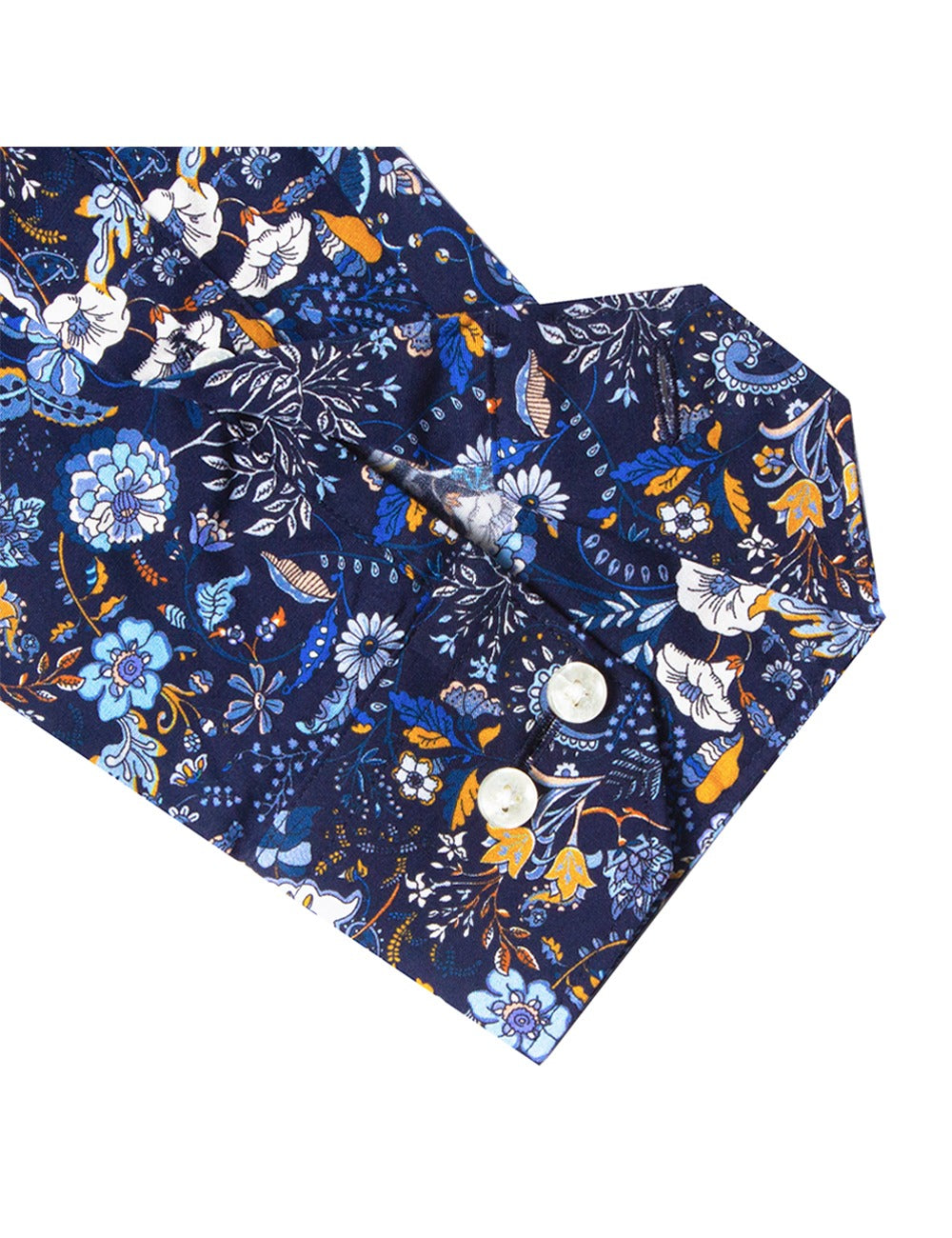 Navy Blue Floral Print Italian Fabric Silky Finish Slim Fit Shirt