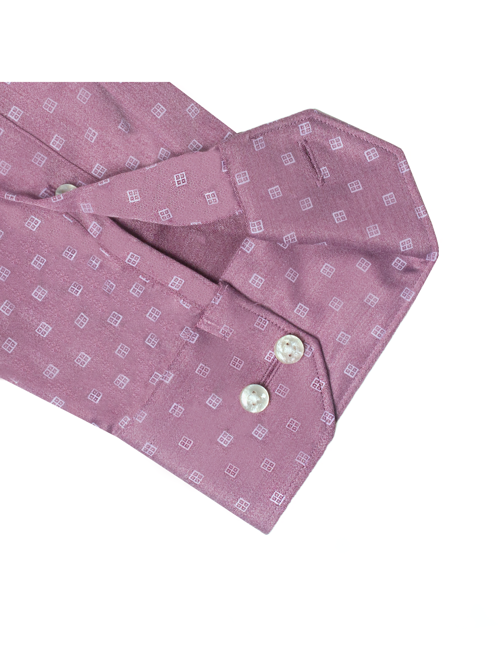 White Geometric Grid Square Print Red Eco-ol Bamboo Slim Fit Shirt