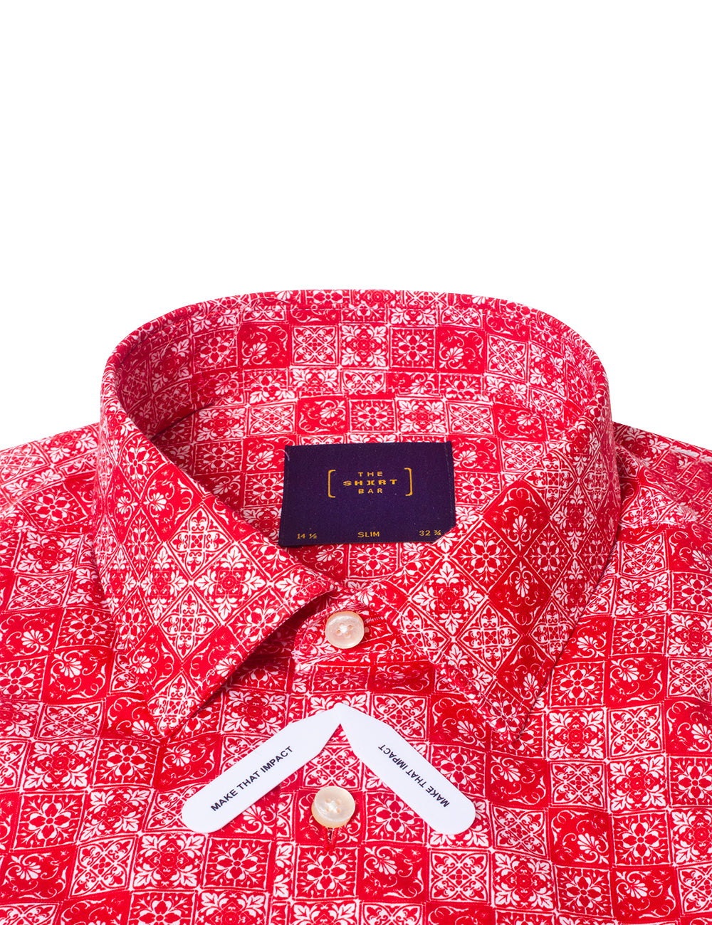 Red Peranakan Print Silky Finish Slim Fit Shirt — The Shirt Bar