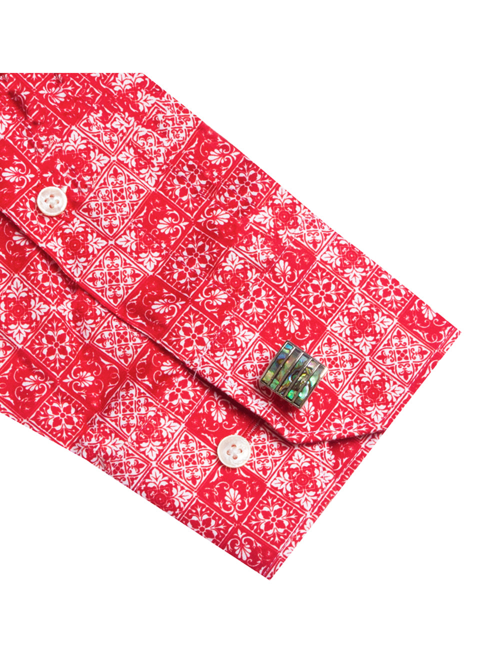 Red Peranakan Print Silky Finish Slim Fit Shirt — The Shirt Bar