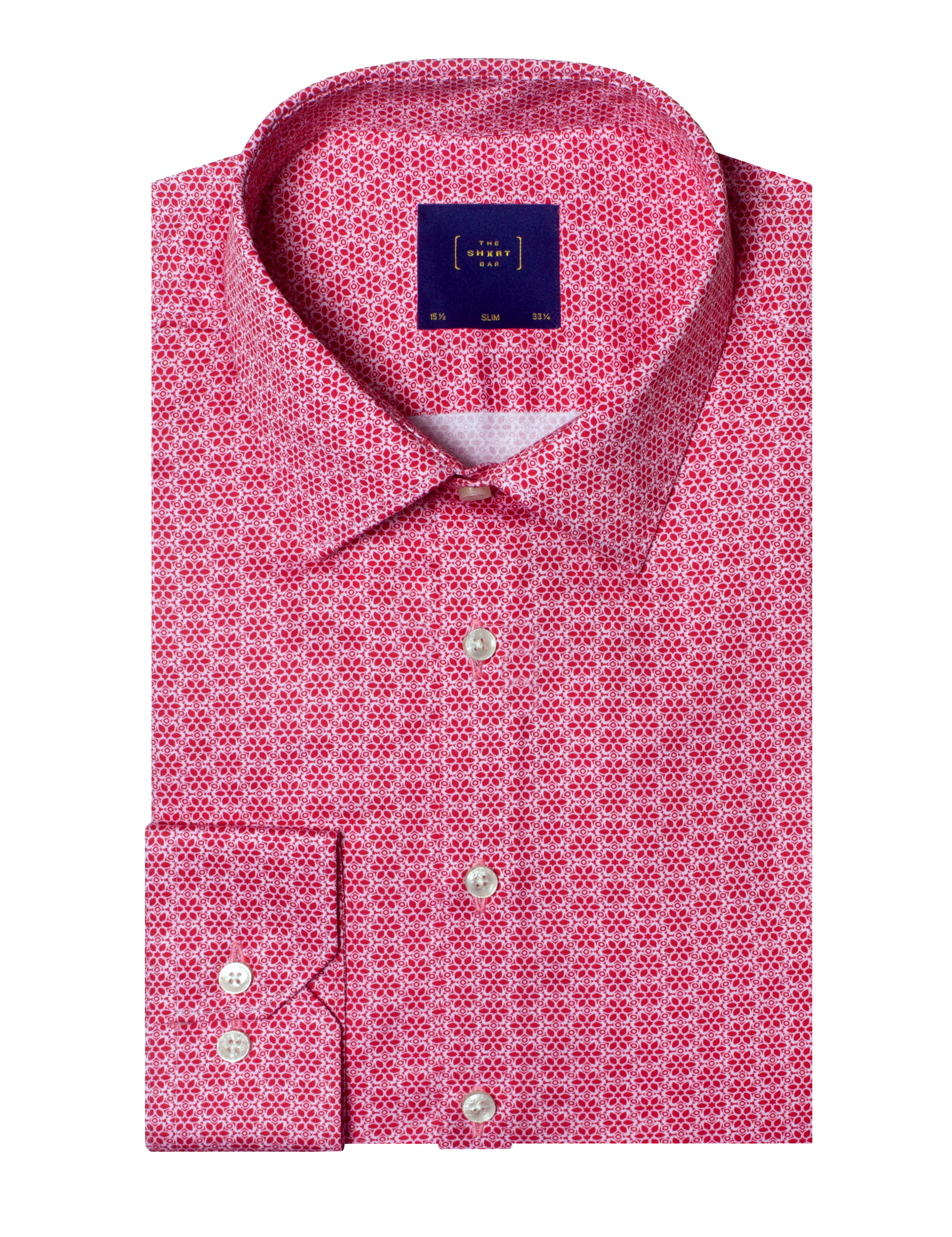Red Peranakan Print Silky Finish Slim Fit Shirt — The Shirt Bar