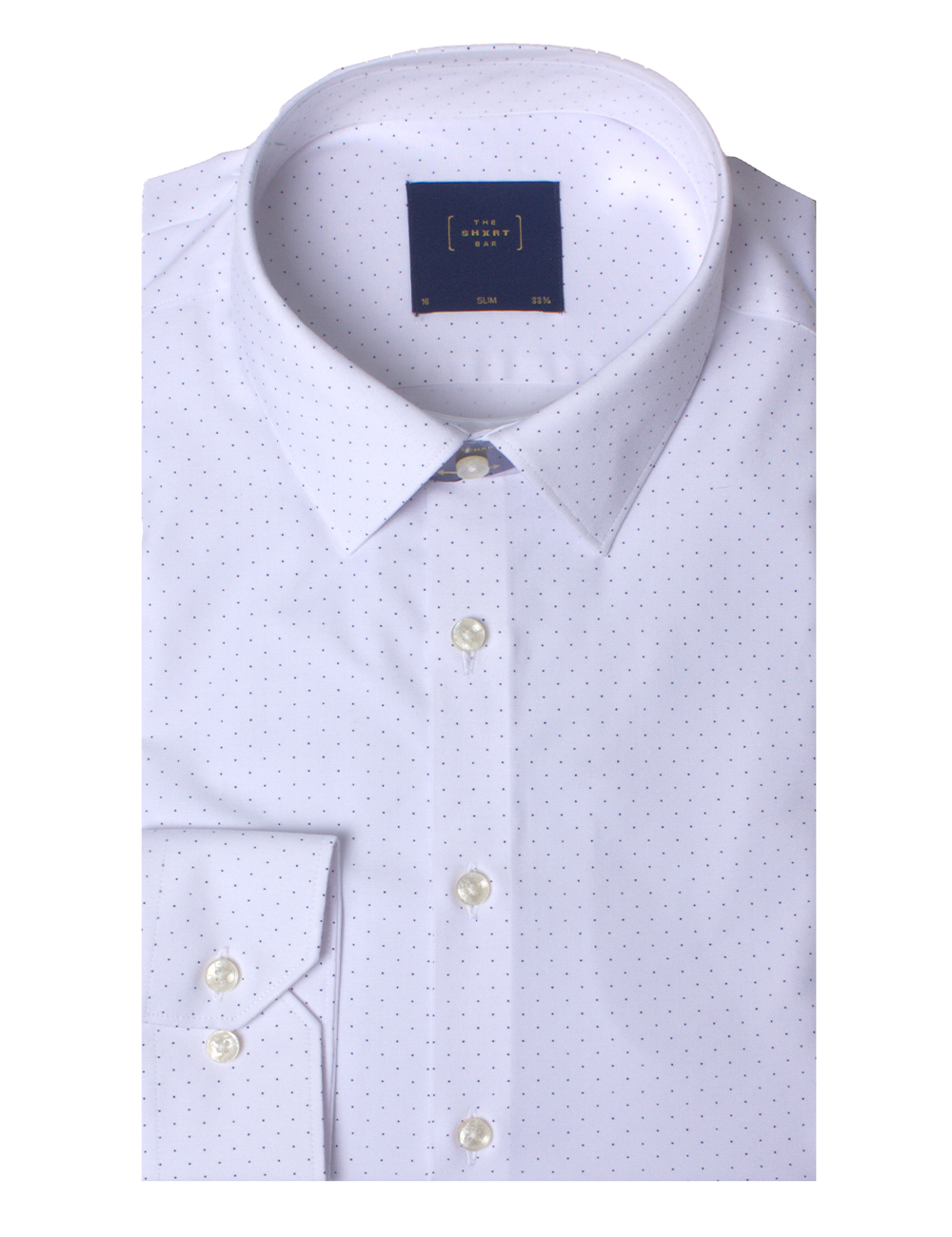 White with Black Polka Dots Print Eco-ol Bamboo Stretch Slim Fit Long Sleeve Shirt