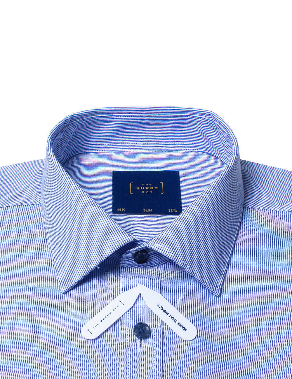 Navy Blue Stripes Wrinkle Free 2-Ply Double Cuff Slim Fit Shirt