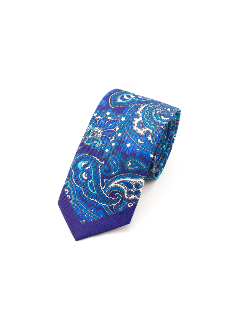Navy Blue with Blue Paisley Print Woven Necktie