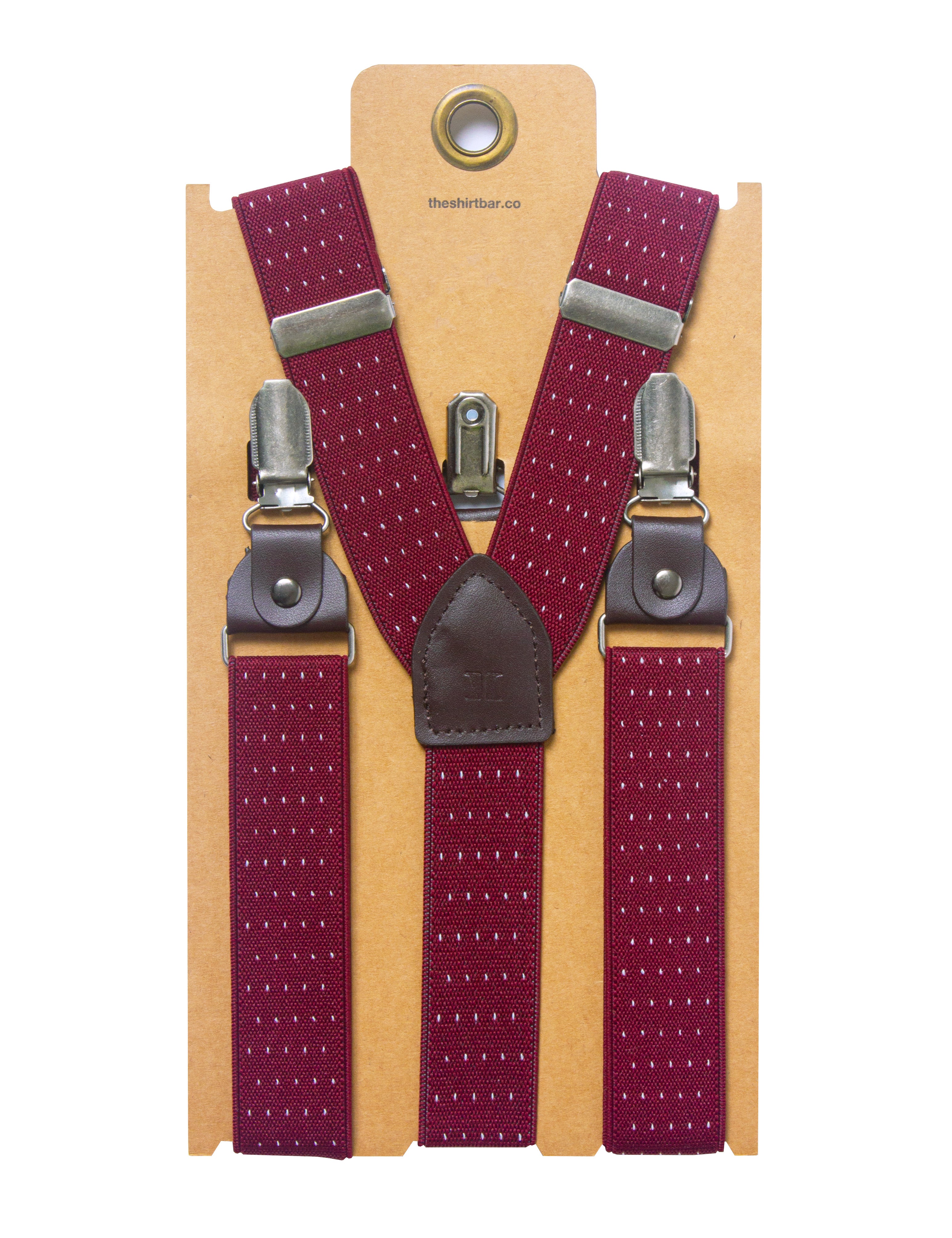 Red Polka Dots Single Back Clip 3cm Suspender with Leather