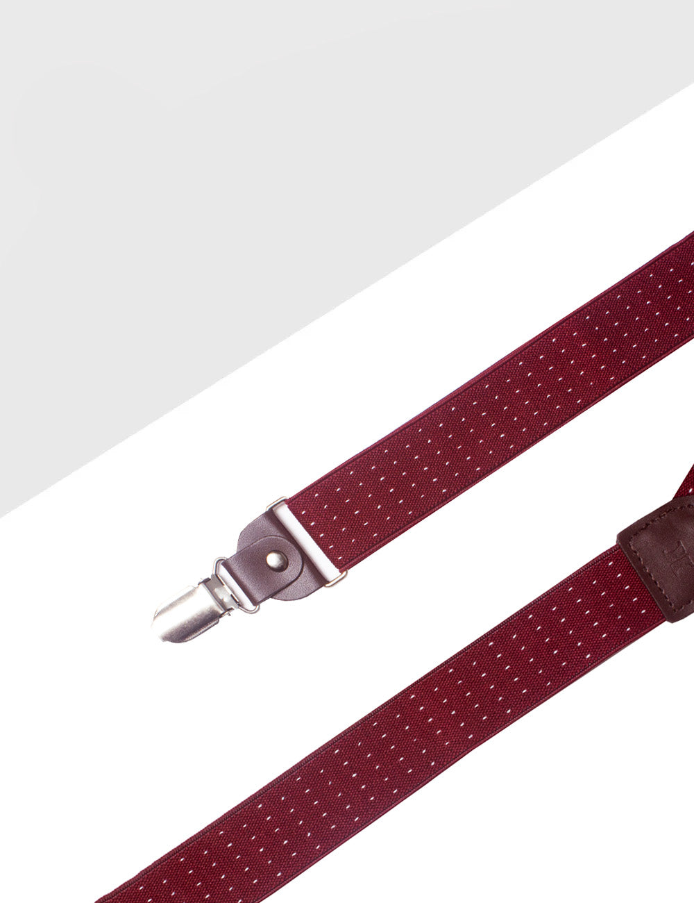 Red Polka Dots Single Back Clip 3cm Suspender with Leather