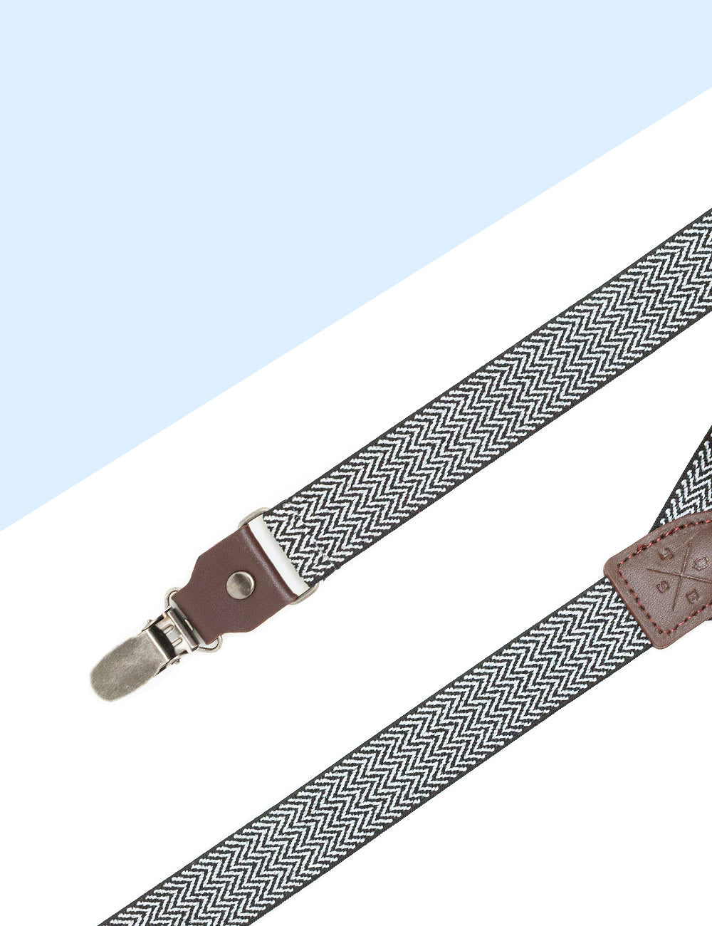 Black and White Pattern Single Back Clip 2.5cm Suspender with Leather