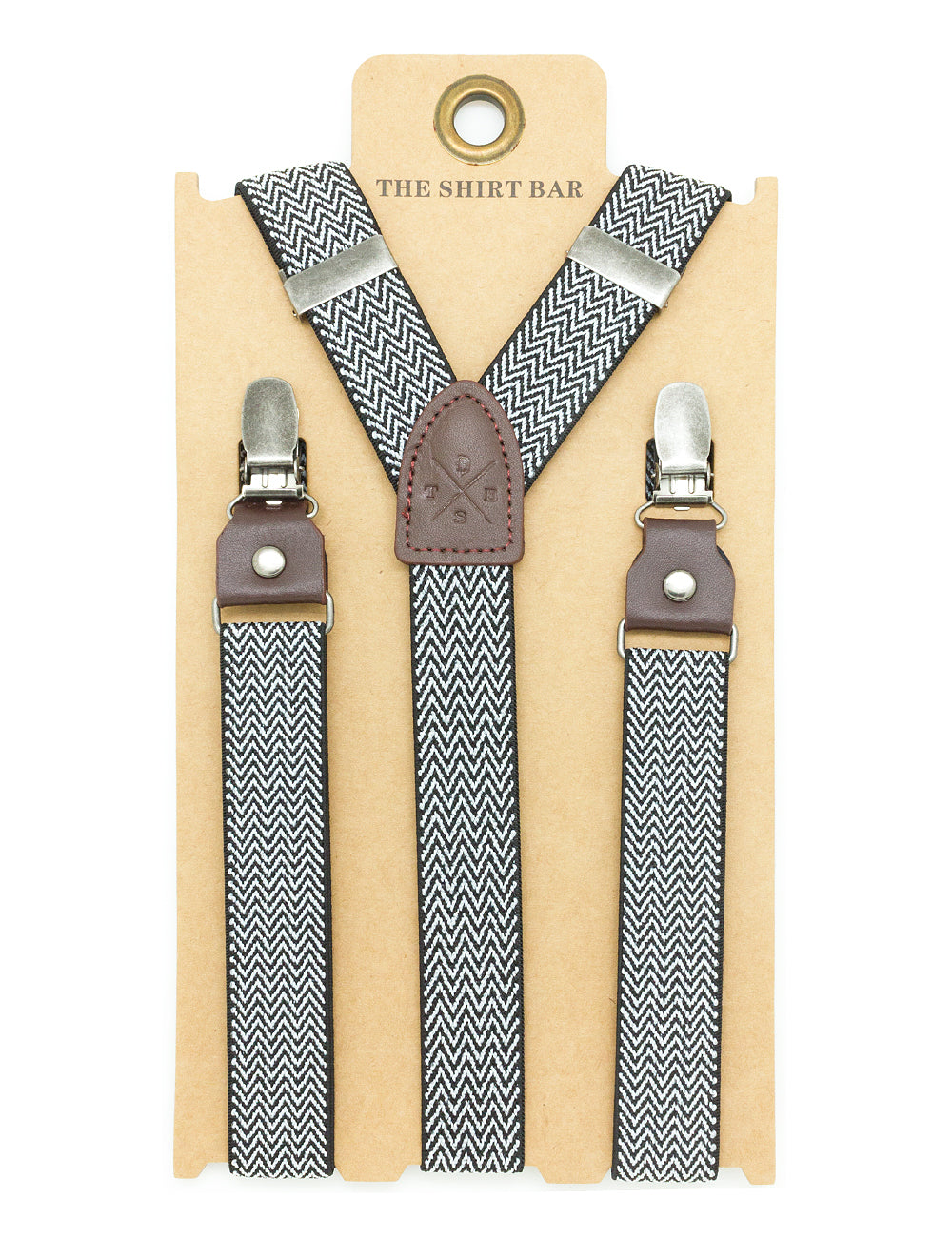 Black and White Pattern Single Back Clip 2.5cm Suspender with Leather