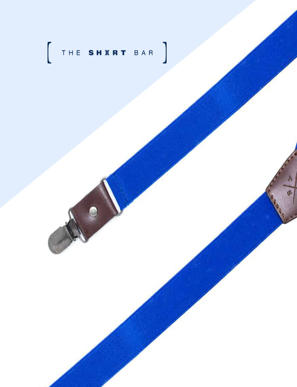 Solid Blue Single Back Clip 2.5cm Suspender with Leather