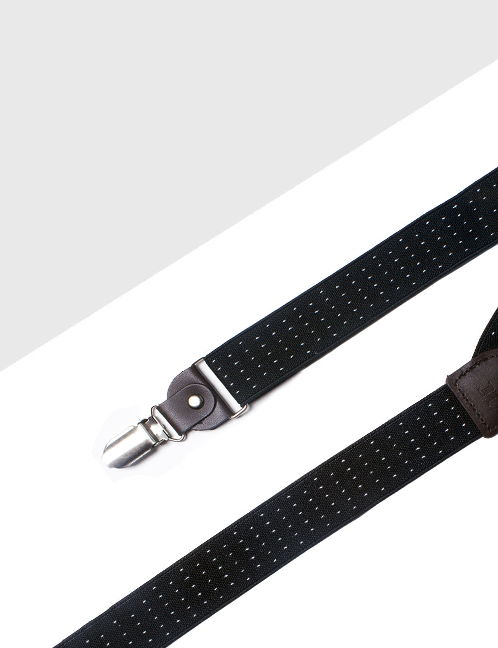 Black Polka Dots Single Back Clip 3cm Suspender with Leather