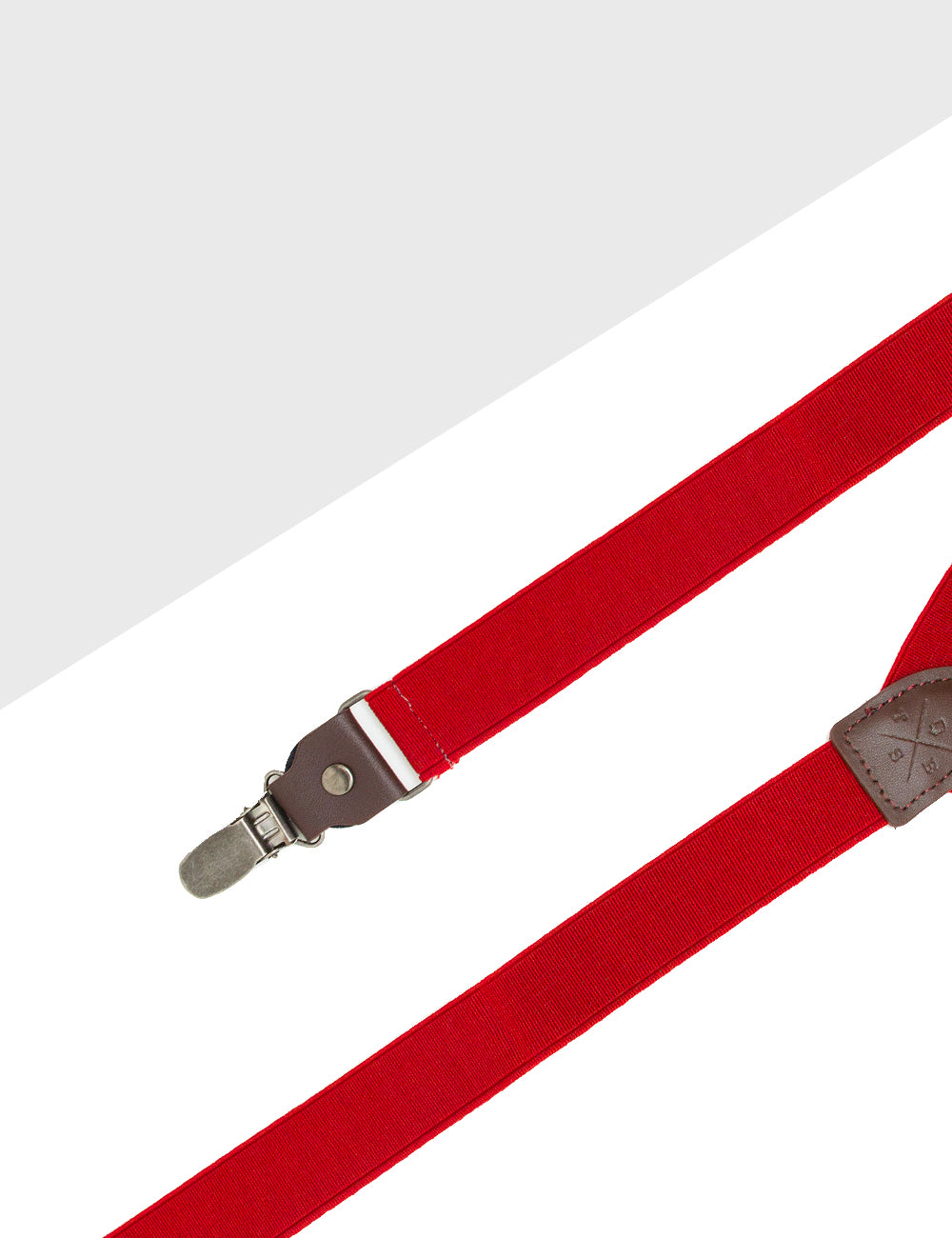 Solid Red Single Back Clip 2.5cm Suspender with Leather