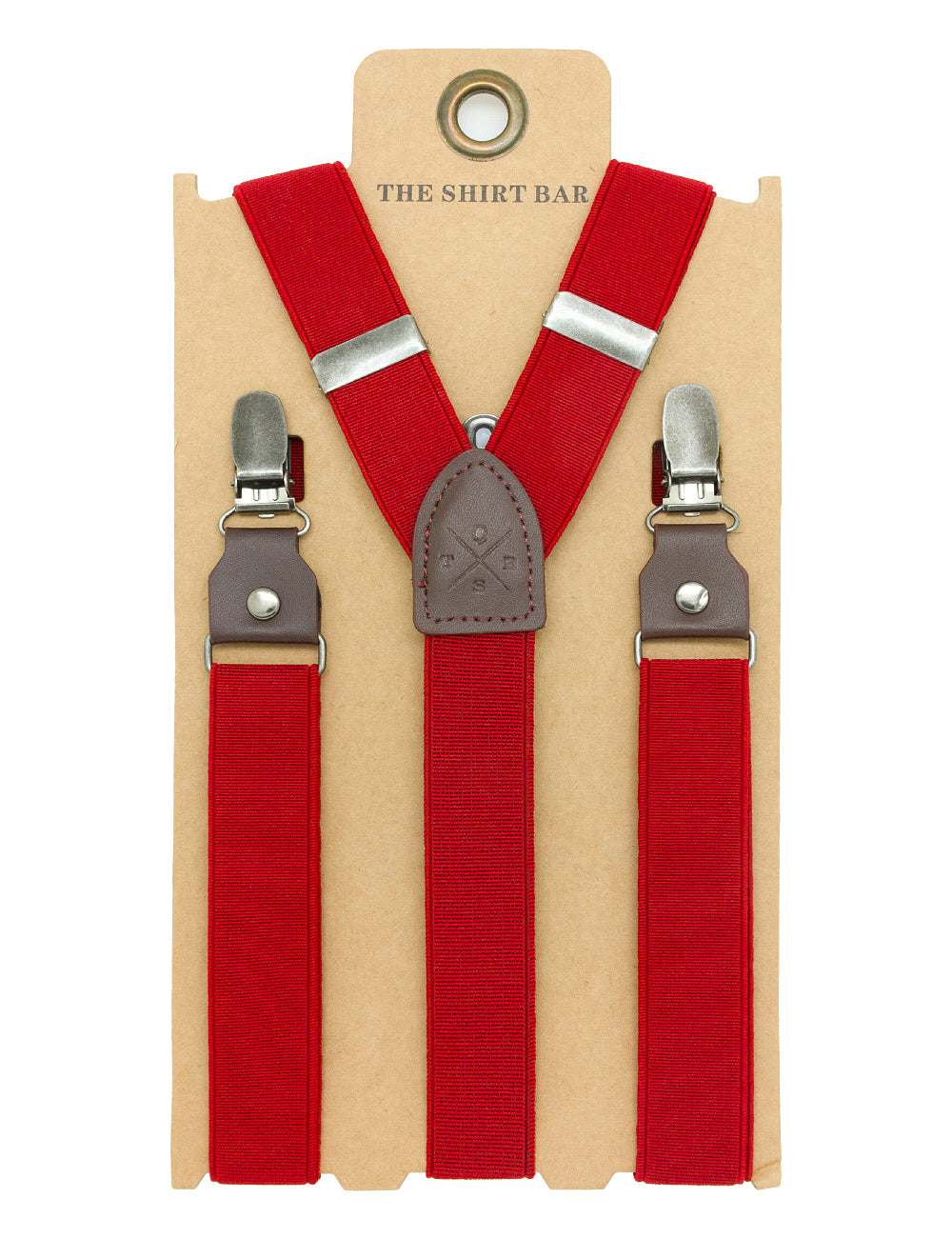 Solid Red Single Back Clip 2.5cm Suspender with Leather